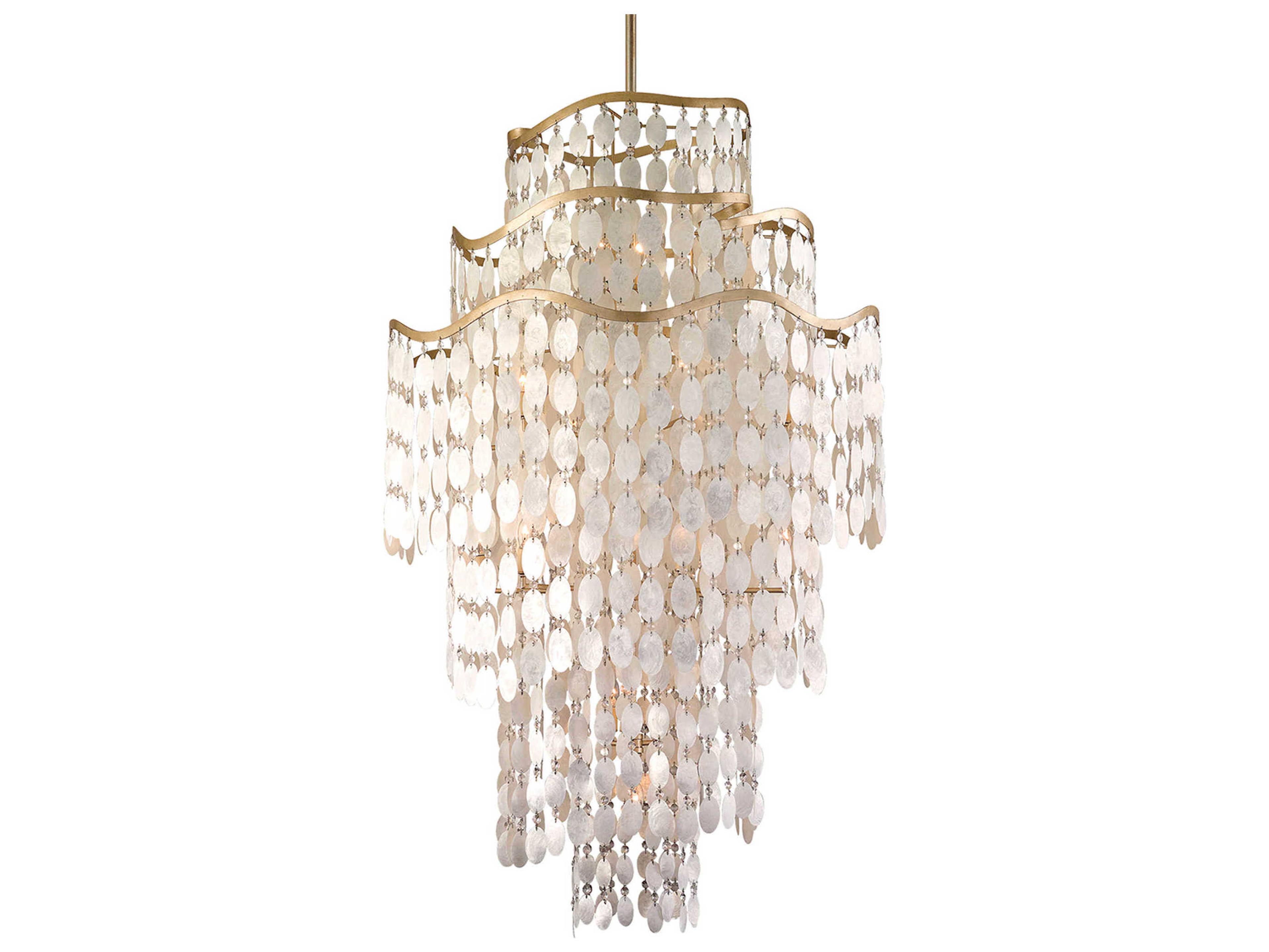 Corbett Lighting Dolce 19-Light9-Light Champagne Leaf Gold Crystal Tiered Pendant