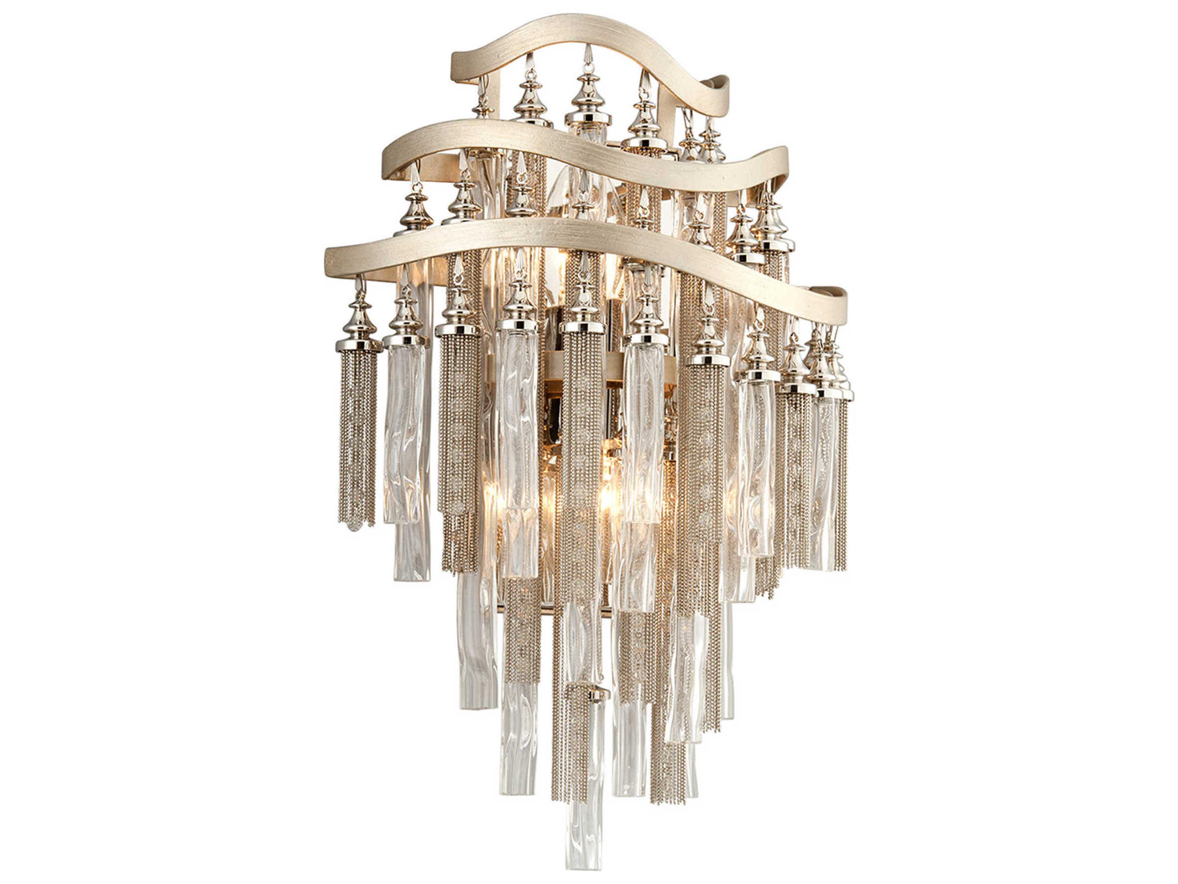 Chimera 2-Light Warm Silver Leaf Glass Wall Sconce