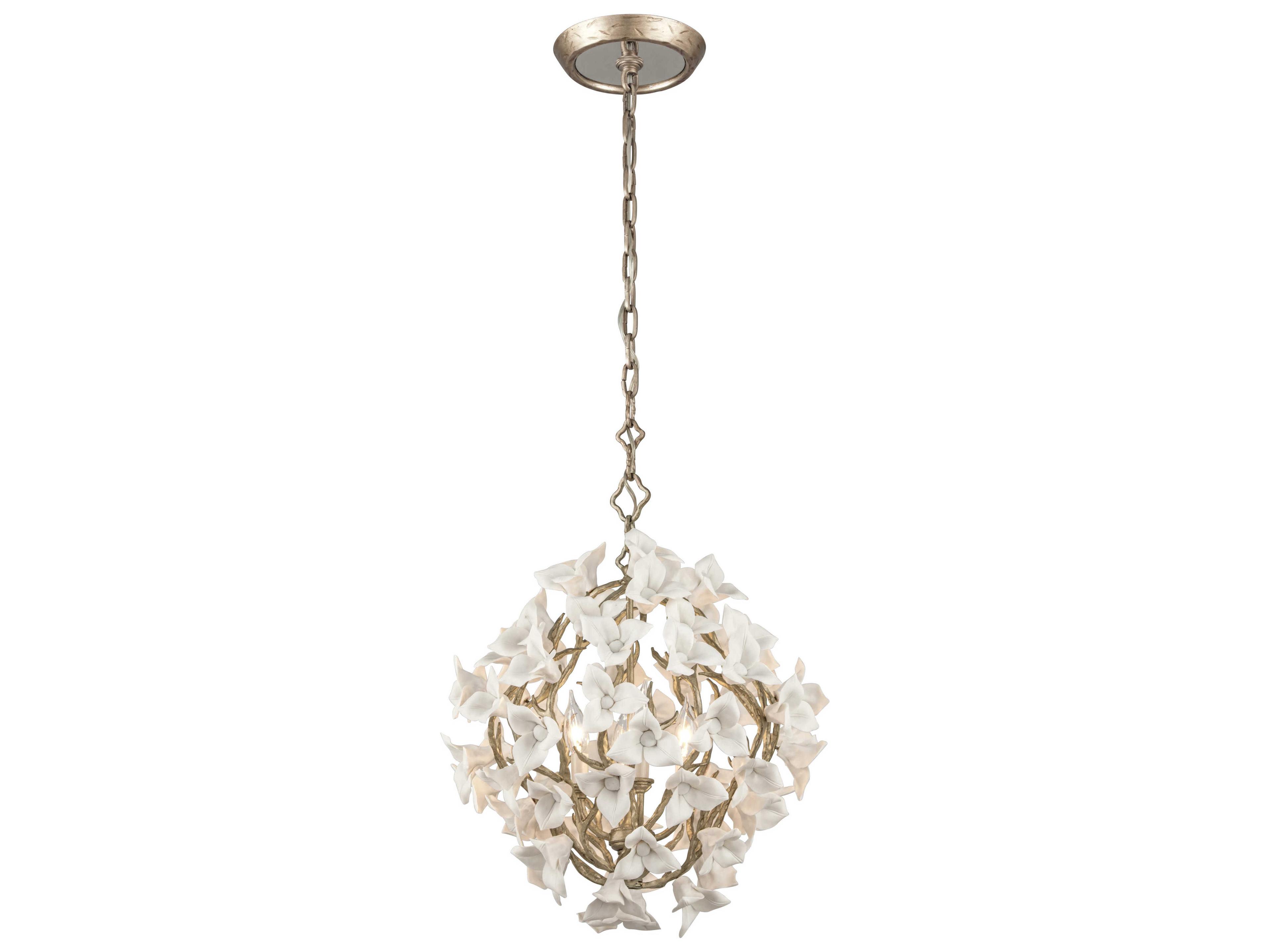 Corbett Lighting Lily 4-Light Enchanted Silver Leaf Round Pendant