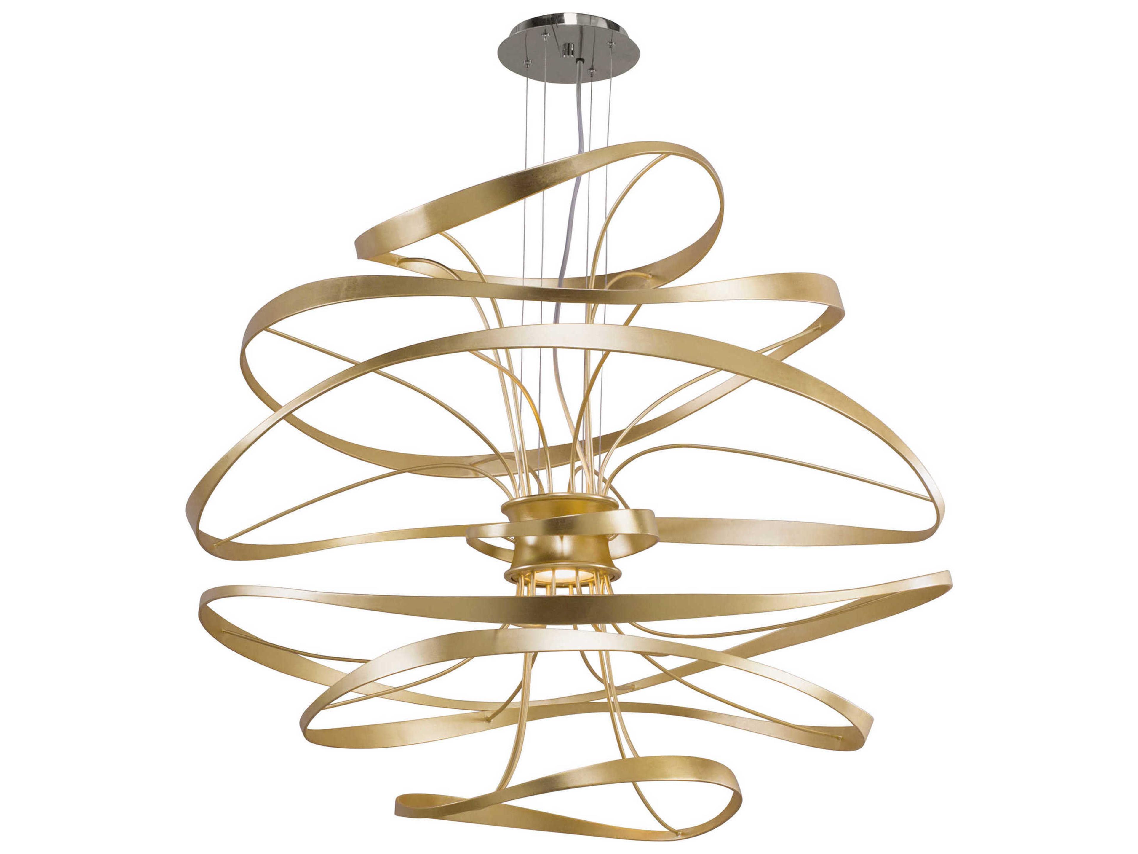 Corbett Lighting Calligraphy 2-Light Gold Leaf Polished Stainless Silver LED Pendant