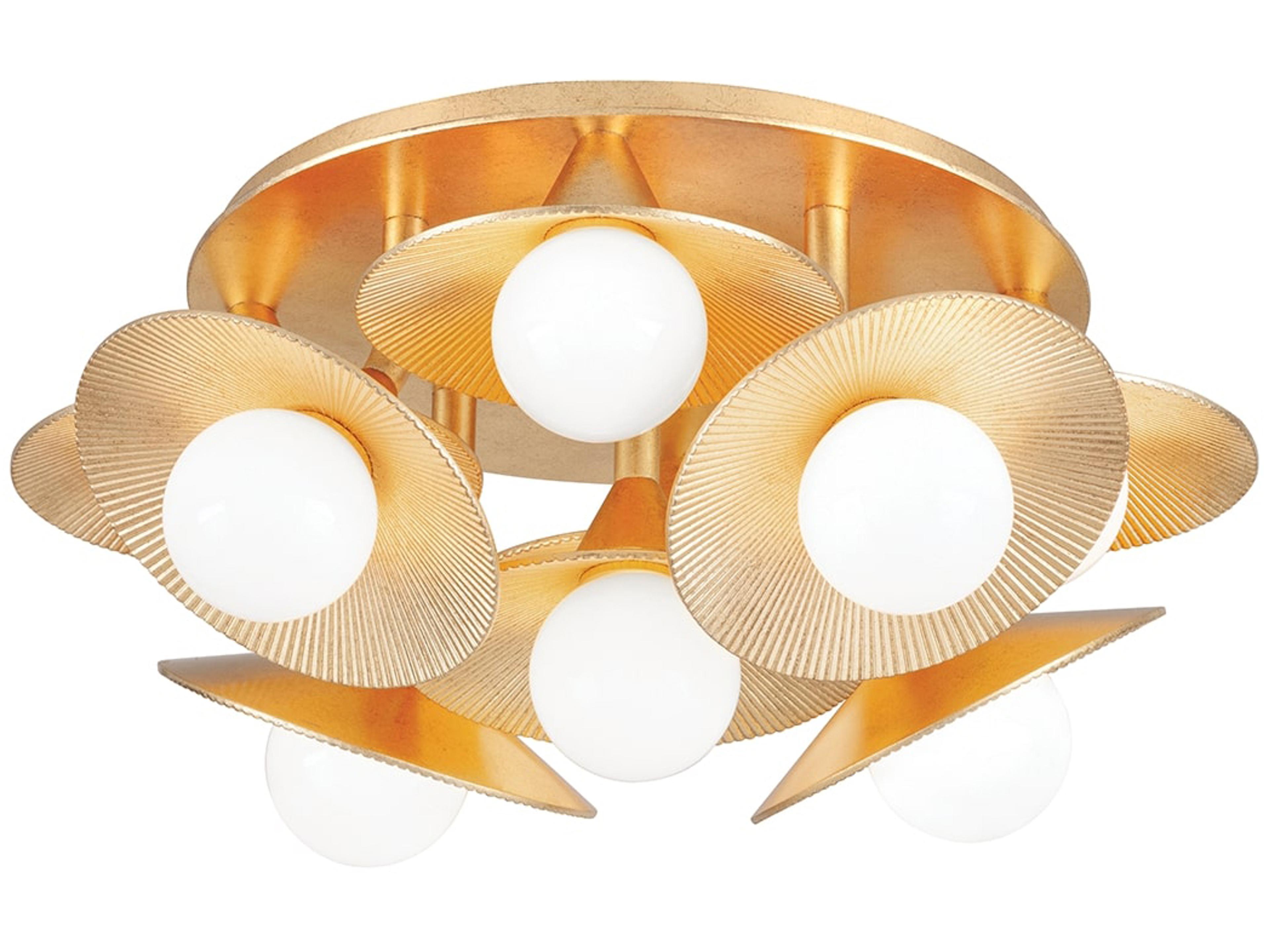 Corbett Lighting Emerald 9-Light Vintage Gold Leaf Glass Globe Semi Flush Mount