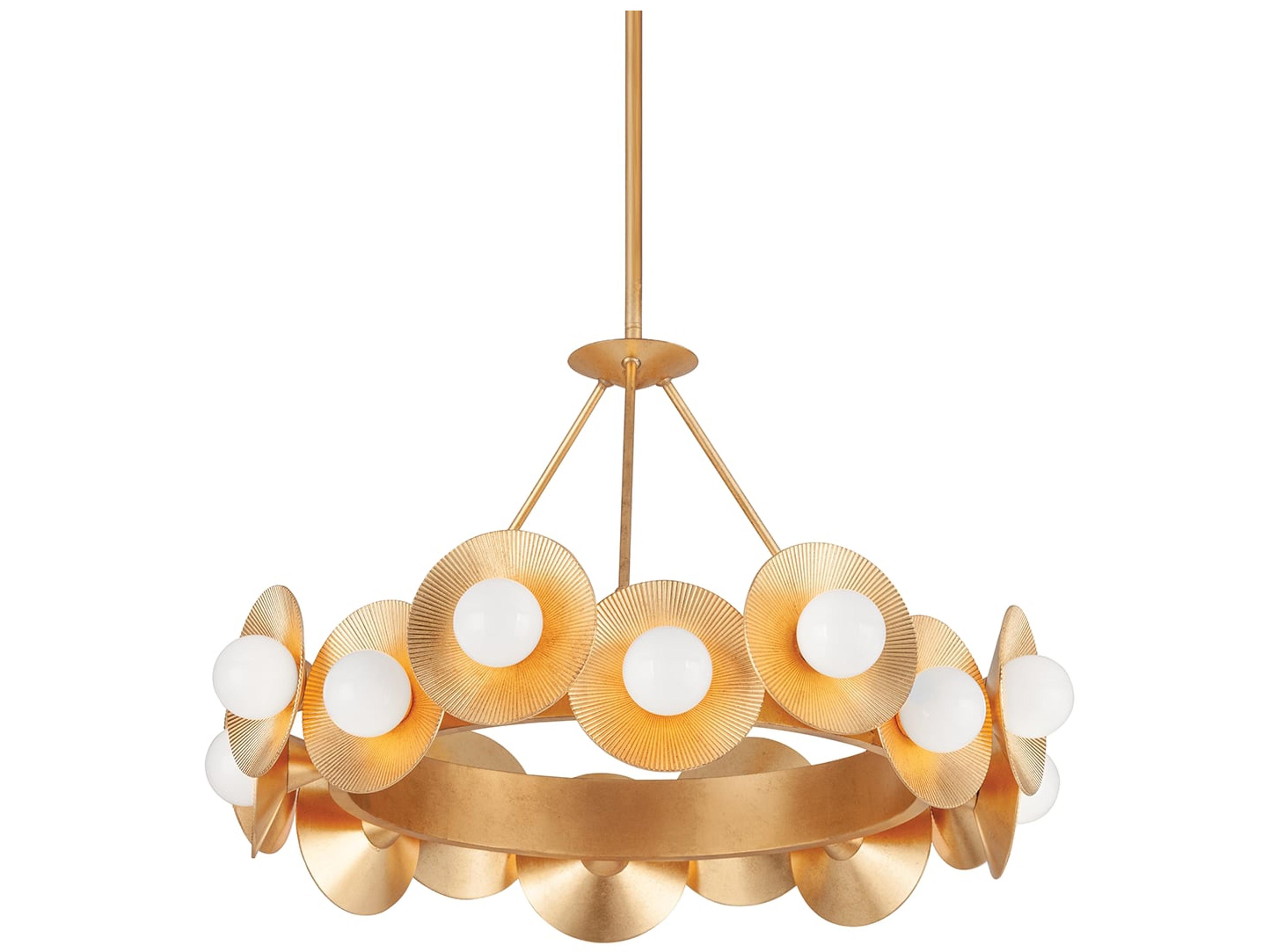 Corbett Lighting Emerald 16-Light Vintage Gold Leaf Glass Globe Chandelier