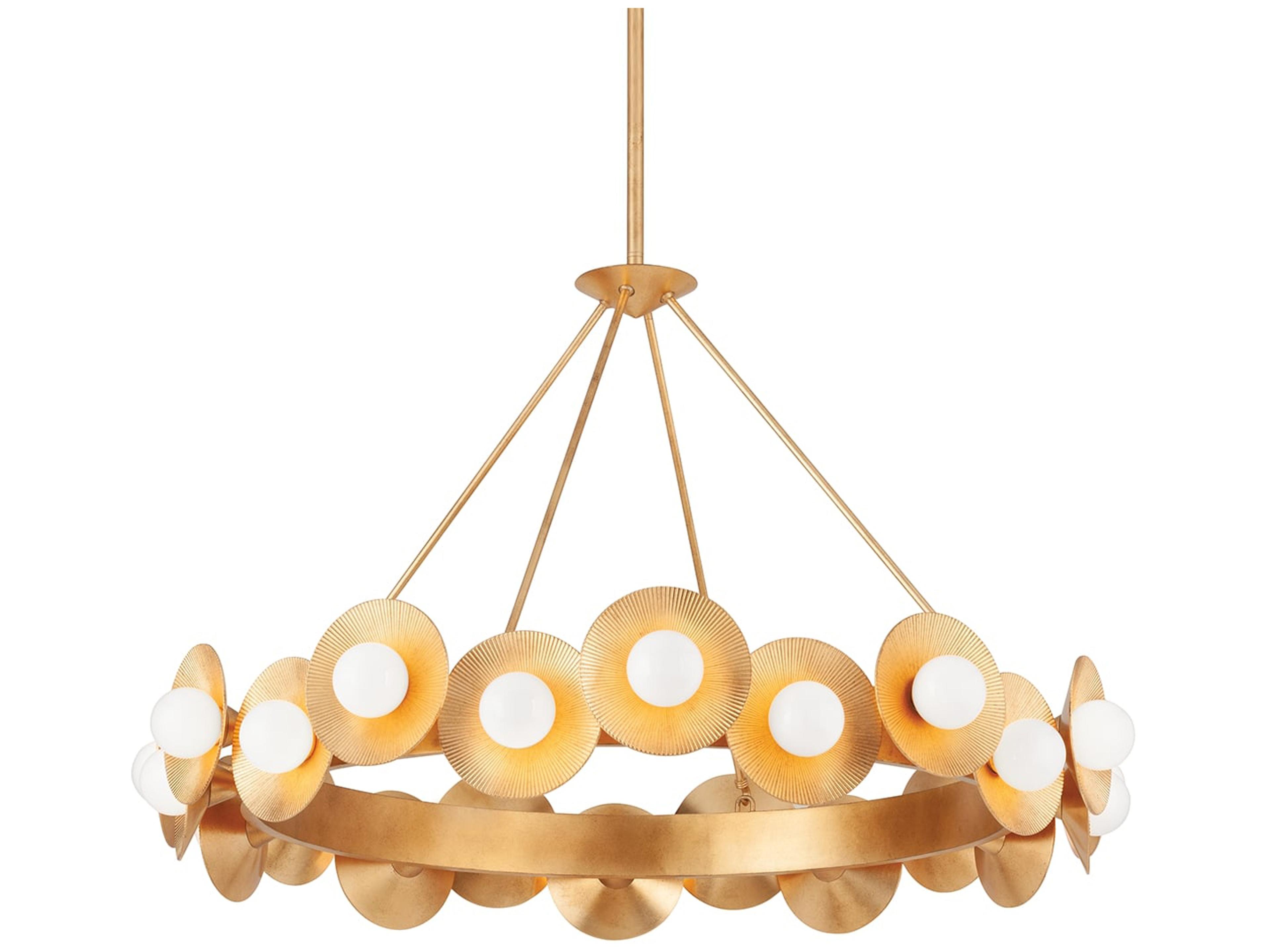 Corbett Lighting Emerald 22-Light Vintage Gold Leaf Glass Globe Chandelier