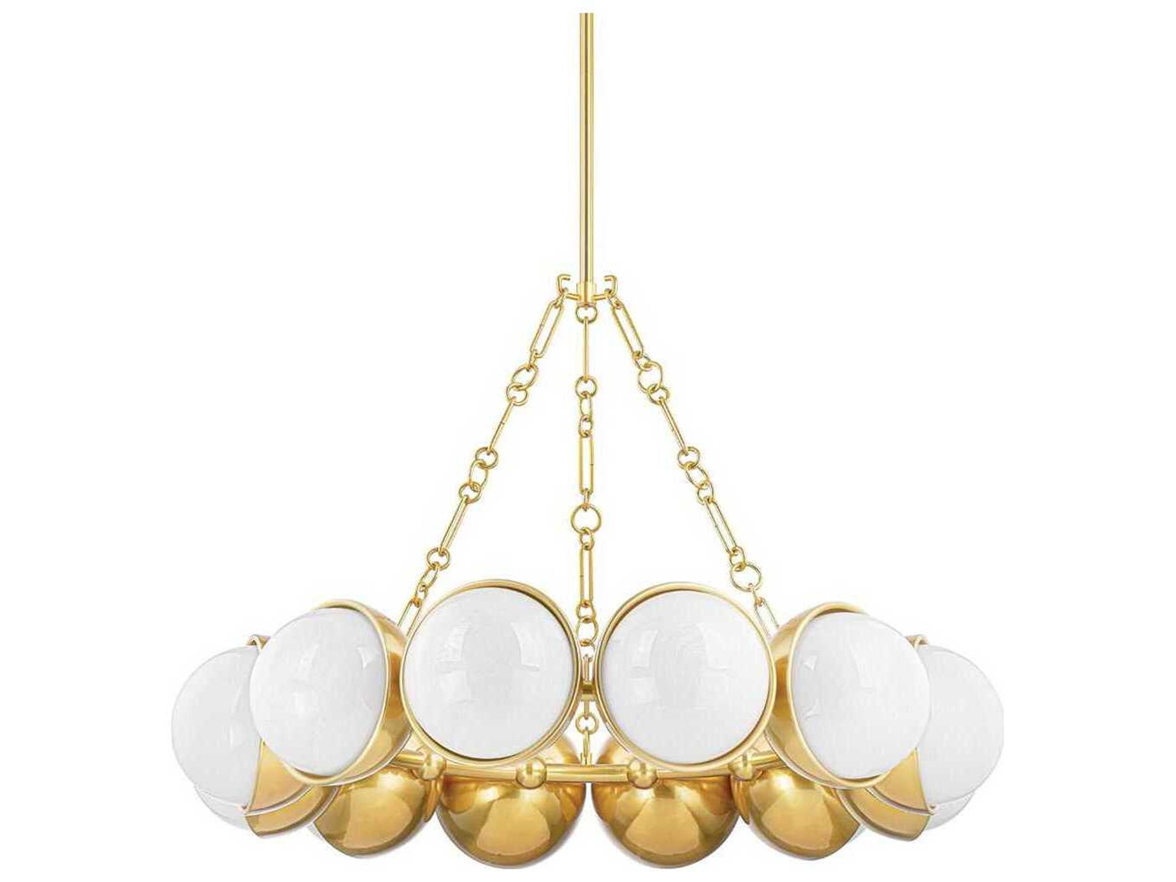 Corbett Lighting Althea 12-Light Vintage Polished Brass Glass Globe Chandelier