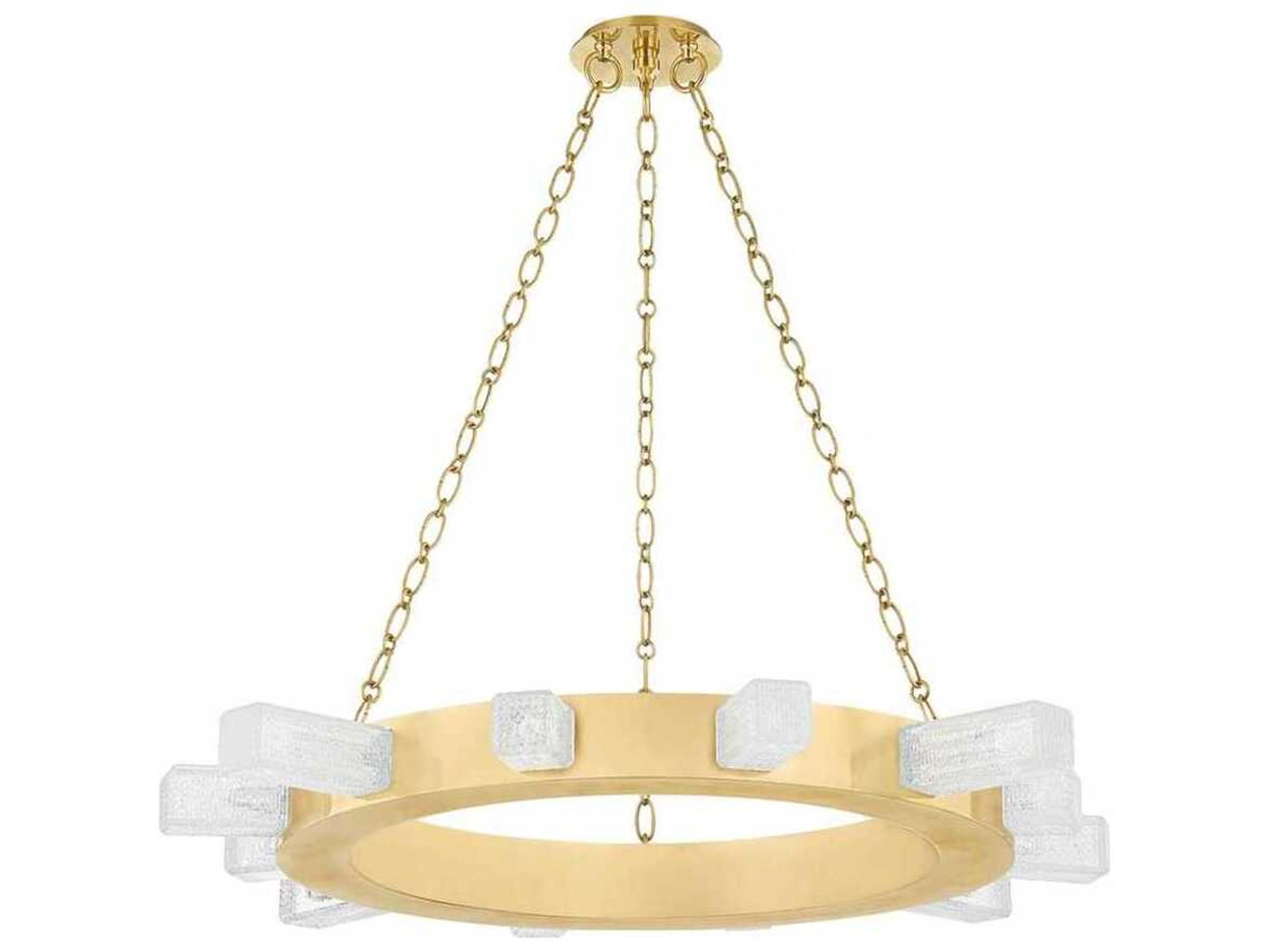 Corbett Lighting Citrine 12-Light Vintage Brass Glass LED Round Chandelier