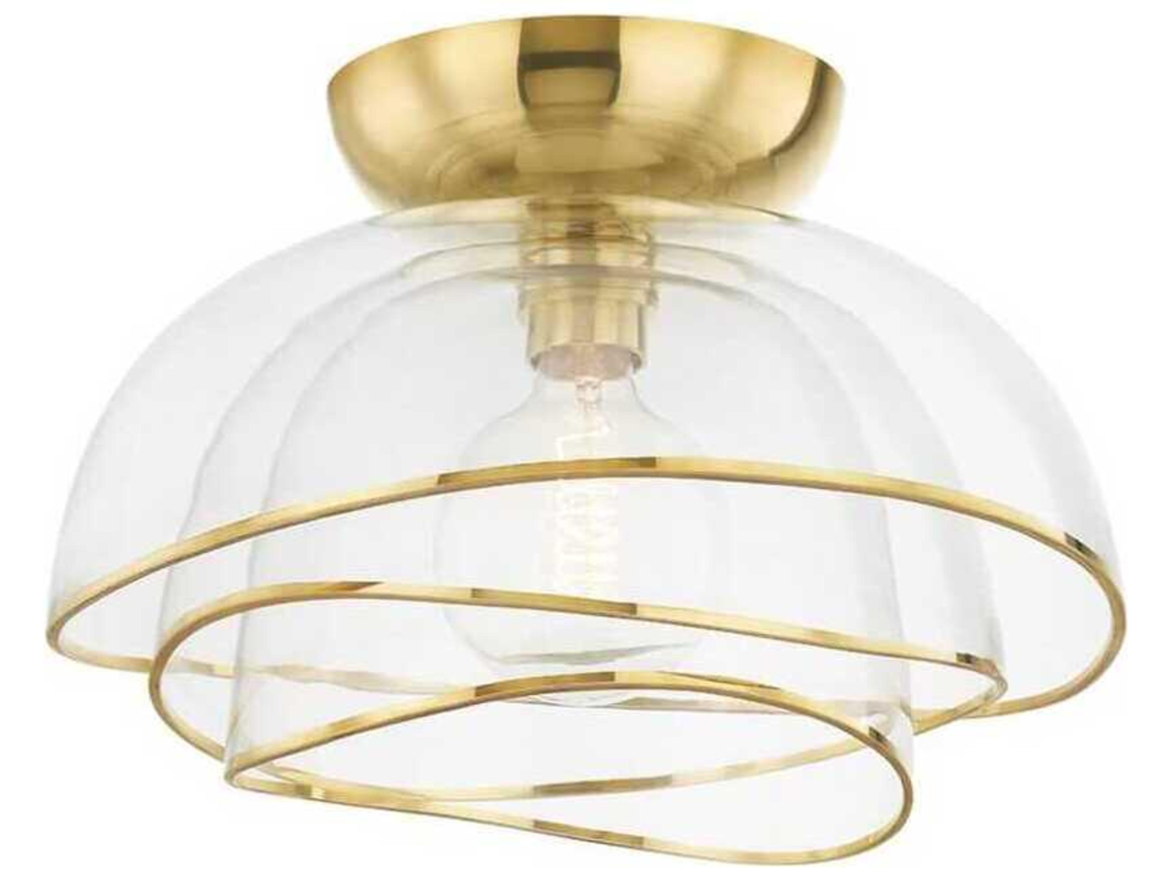 Corbett Lighting Esme 1-Light Vintage Polished Brass Glass Dome Flush Mount