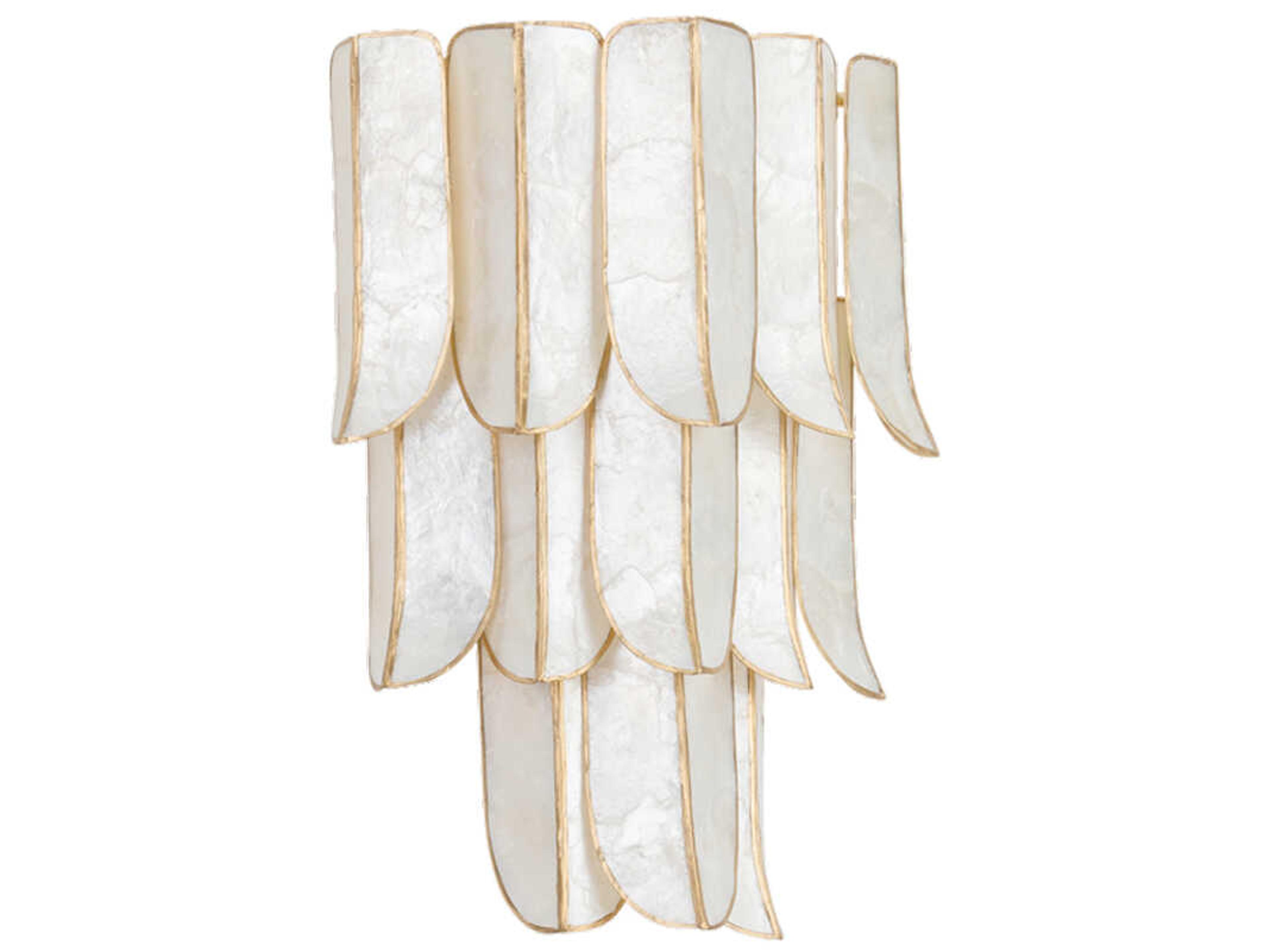 Corbett Lighting Cartagena 3-Light Vintage Gold Leaf White Wall Sconce