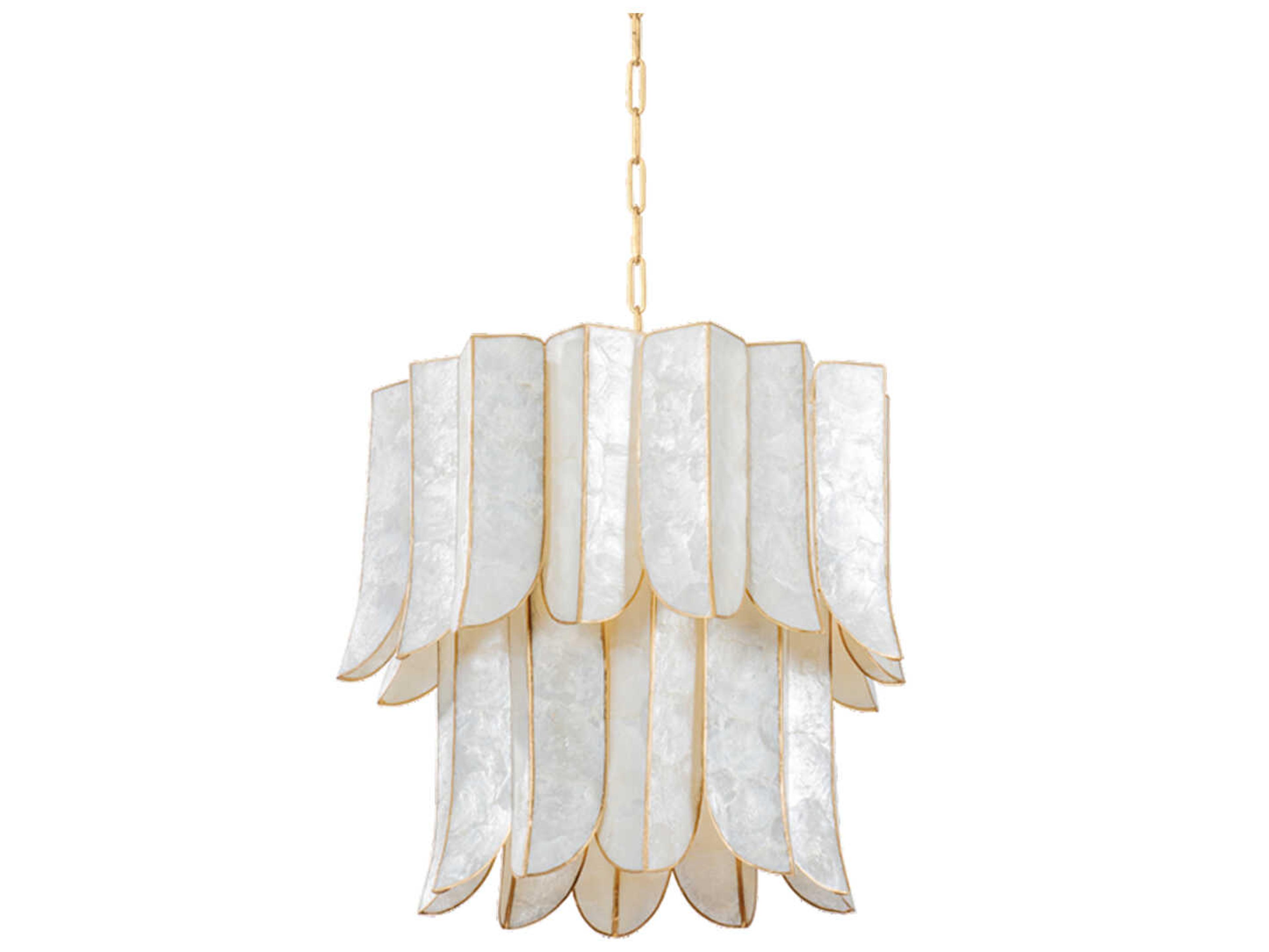 Corbett Lighting Cartagena 7-Light Vintage Gold Leaf White Candelabra Tiered Chandelier