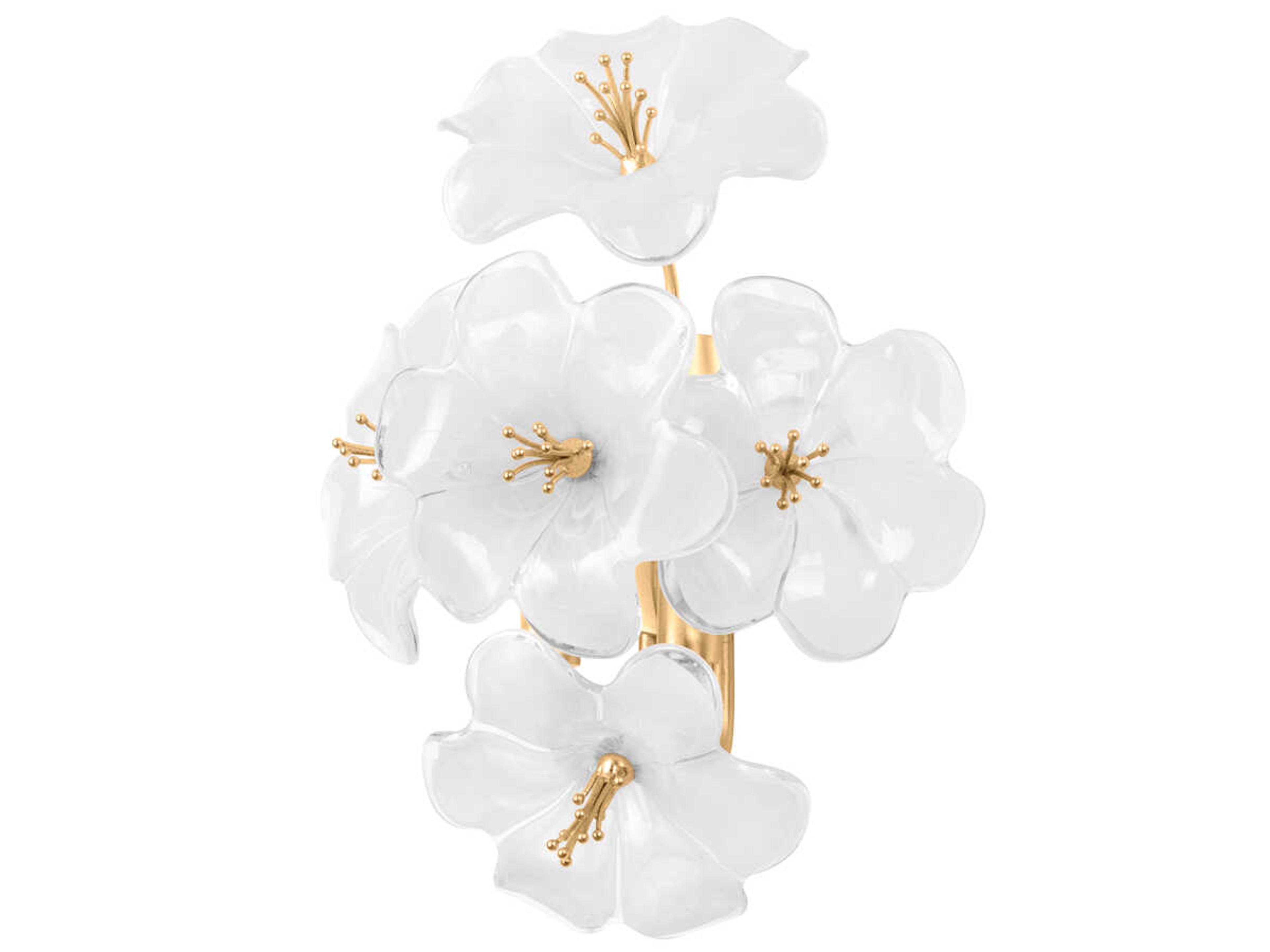 Hygea 1-Light Gold Leaf White Wall Sconce