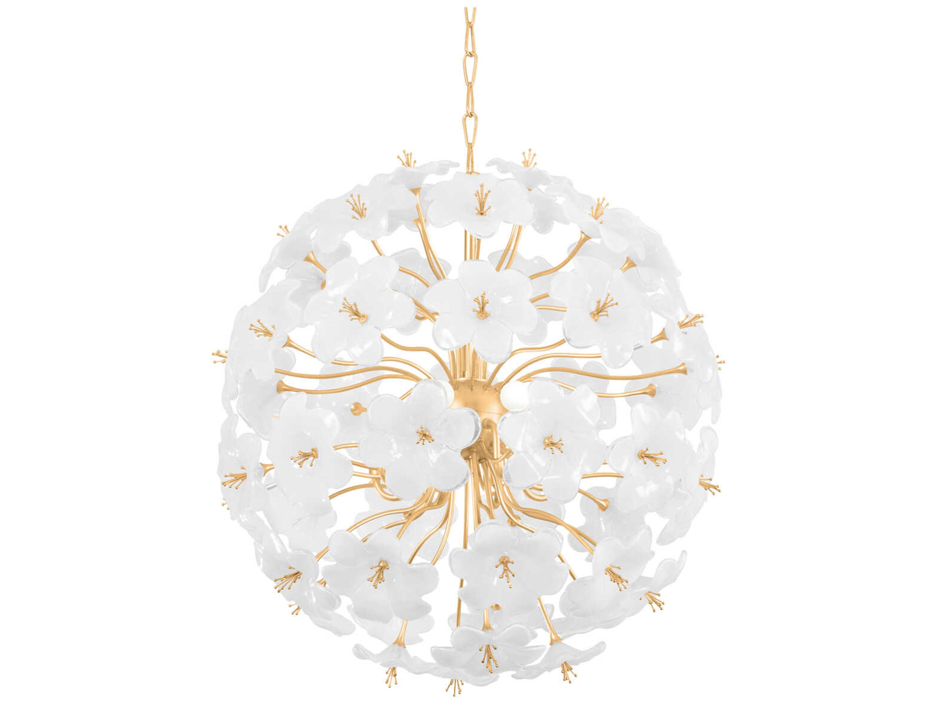 Corbett Lighting Hygea 8-Light Gold Leaf White Sputnik Pendant