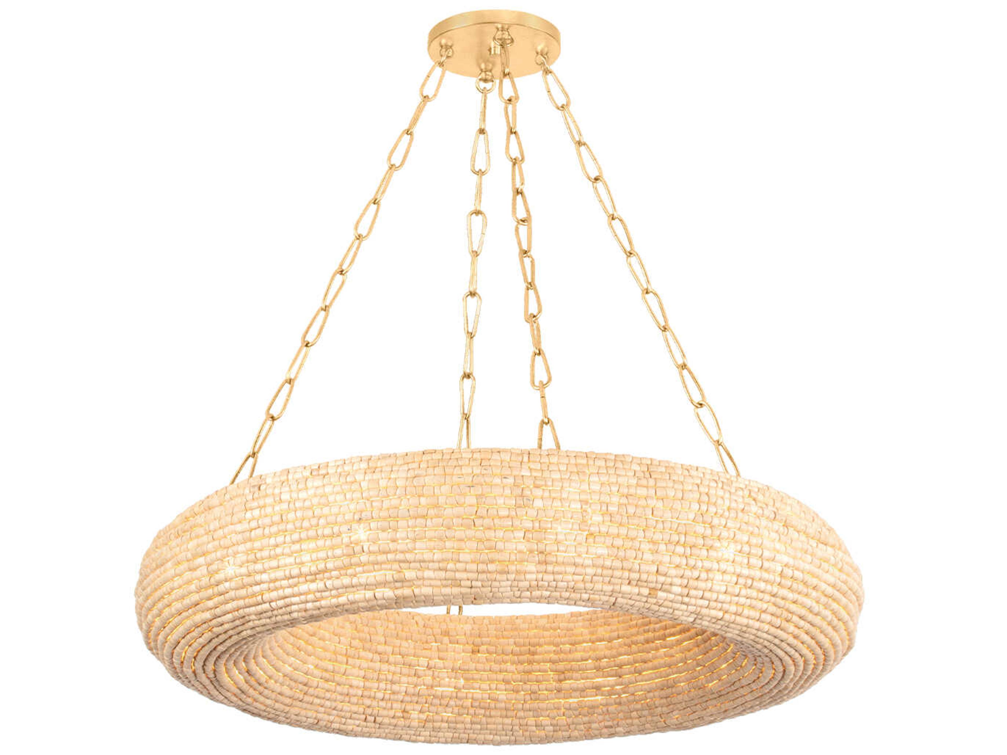 Corbett Lighting Lure 10-Light Vintage Gold Leaf Candelabra Round Chandelier