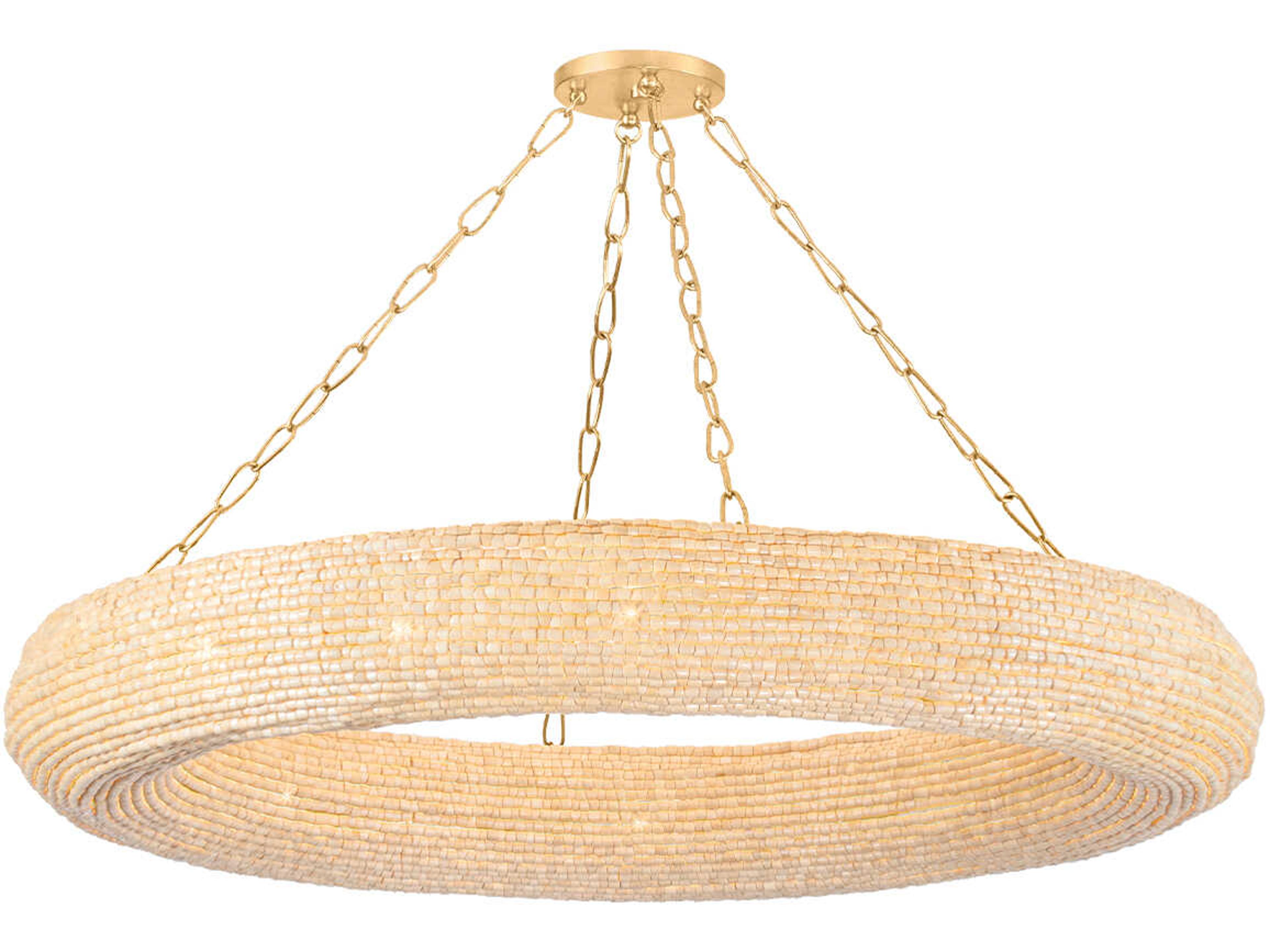 Corbett Lighting Lure 16-Light Vintage Gold Leaf Candelabra Round Chandelier