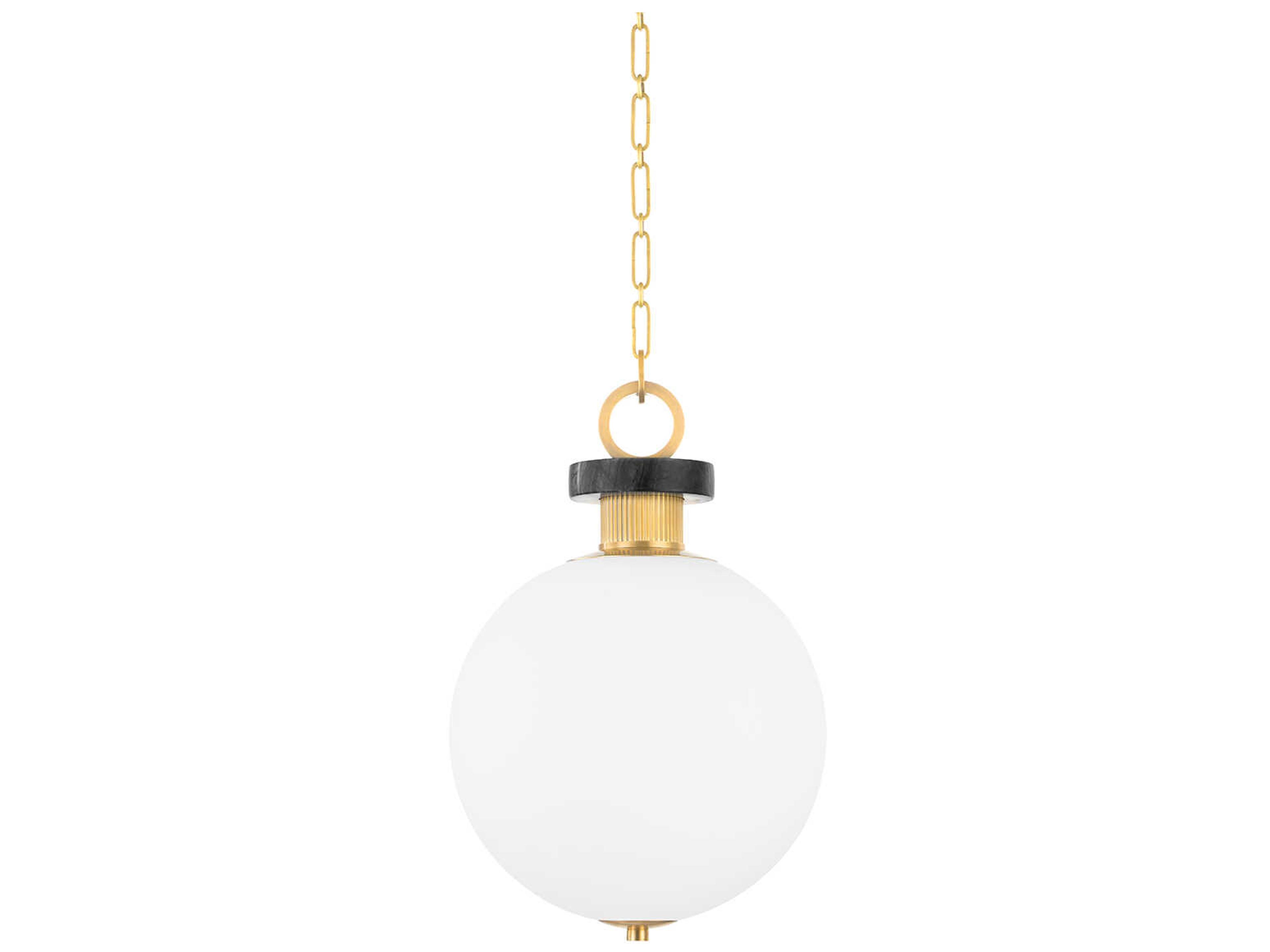 Corbett Lighting Haru 1-Light Vintage Brass Glass Globe Pendant
