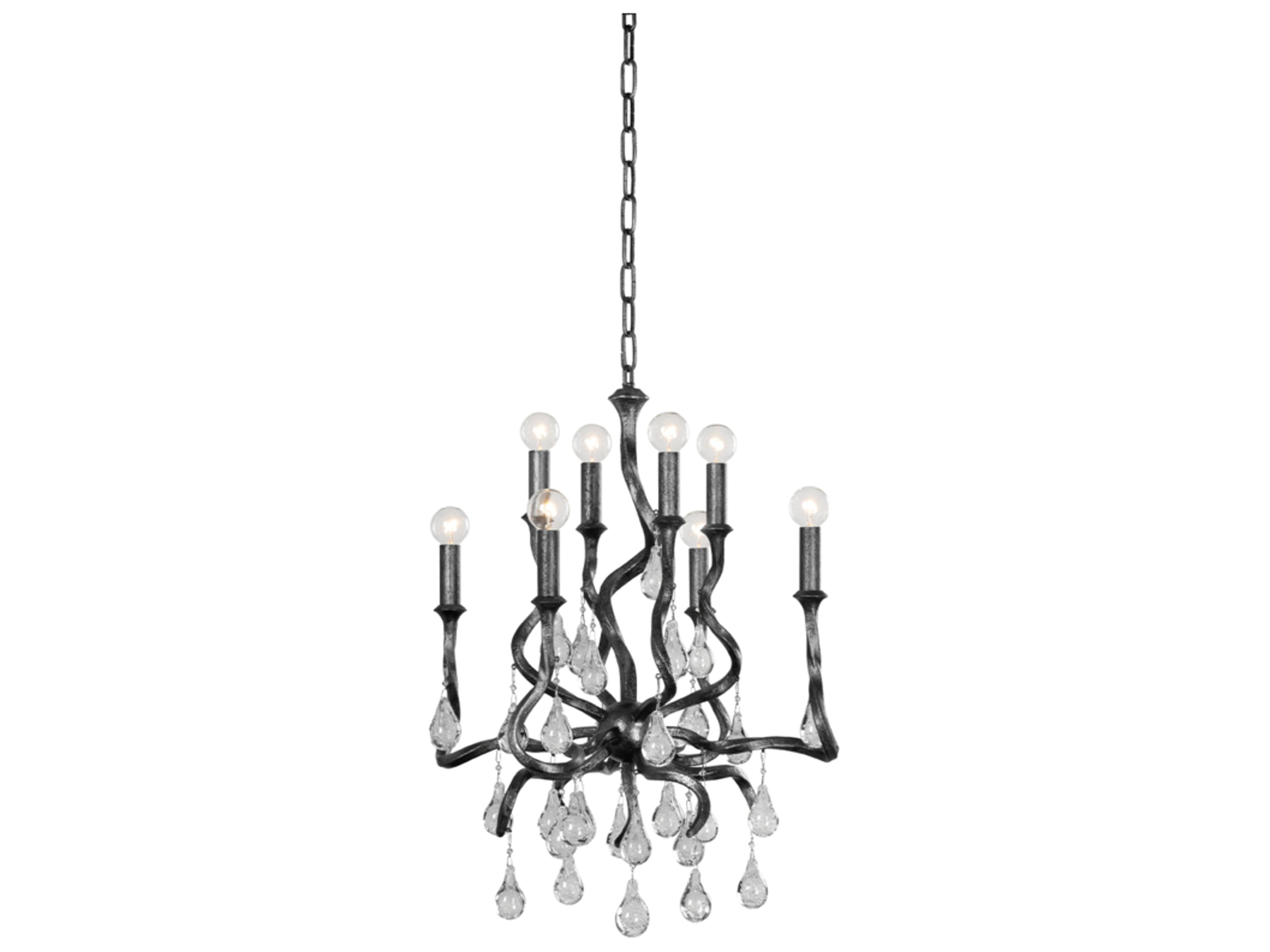 Corbett Lighting Aveline 8-Light Black Silver Leaf Crystal Chandelier