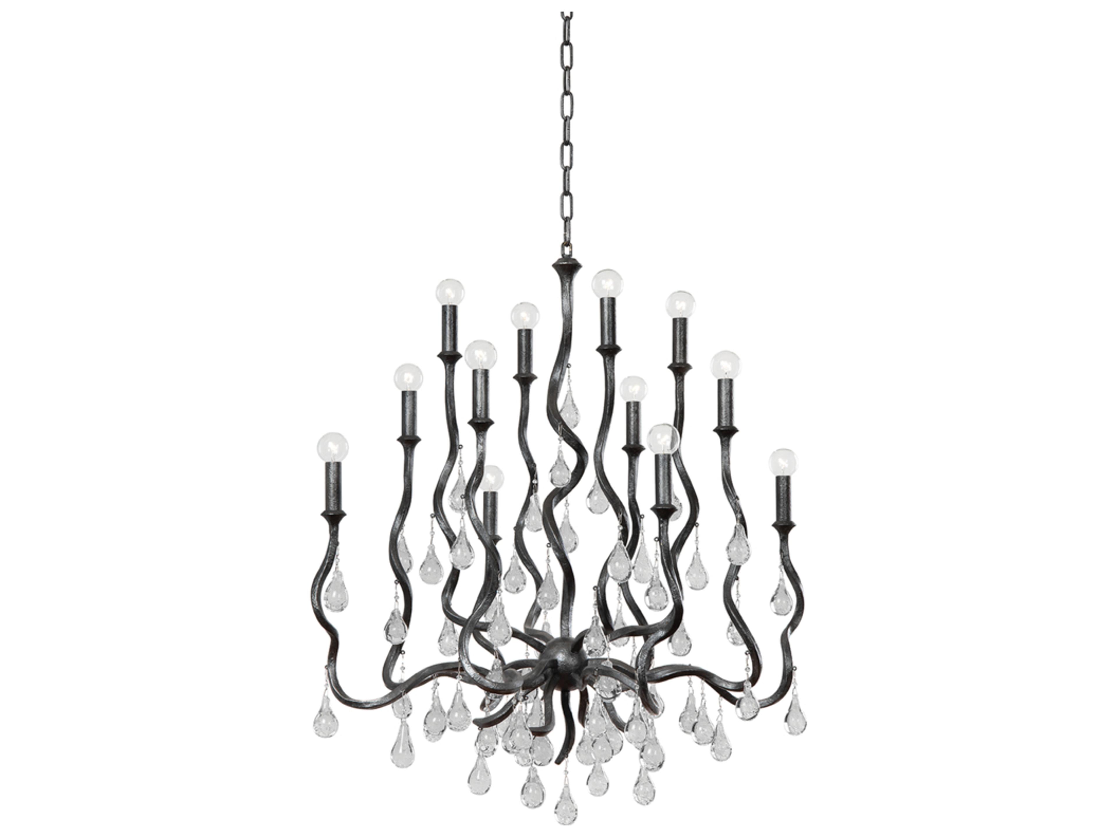 Corbett Lighting Aveline 12-Light Blackened Silver Leaf Crystal Chandelier