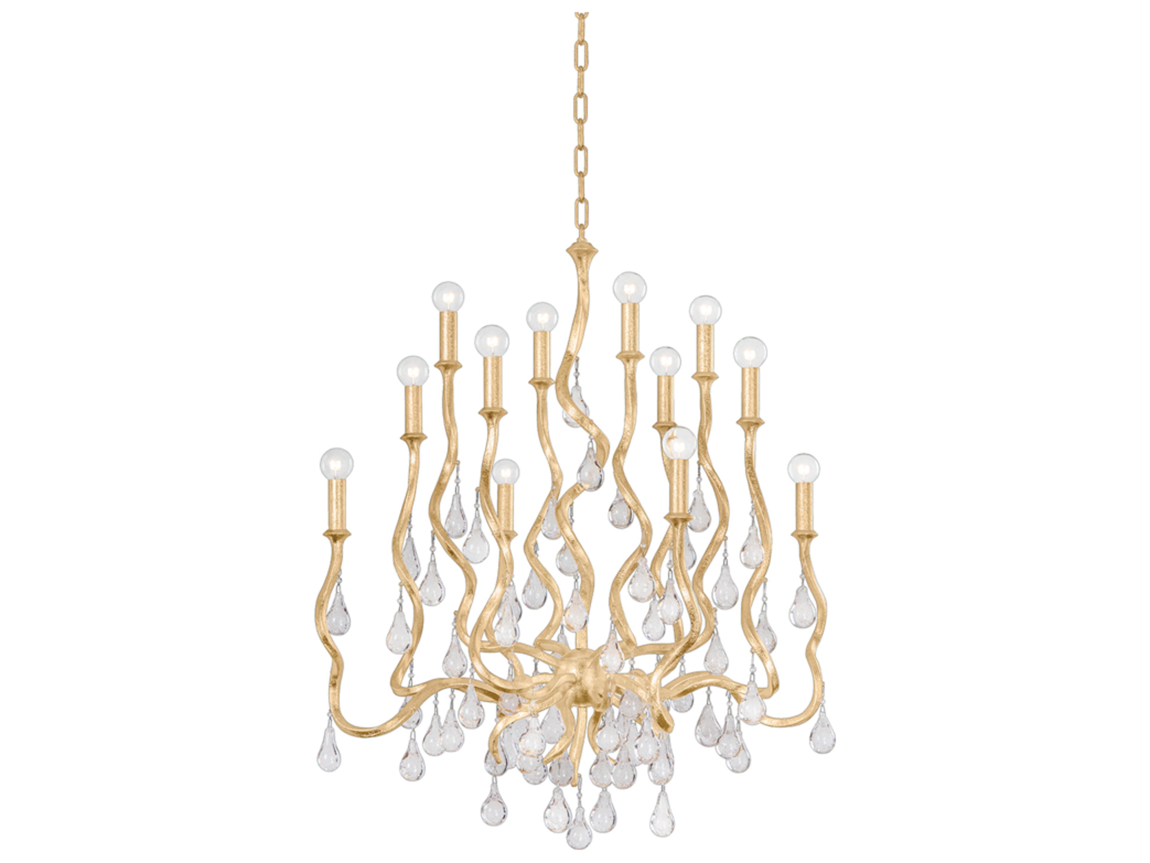 Corbett Lighting Aveline 12-Light Gold Leaf Crystal Chandelier