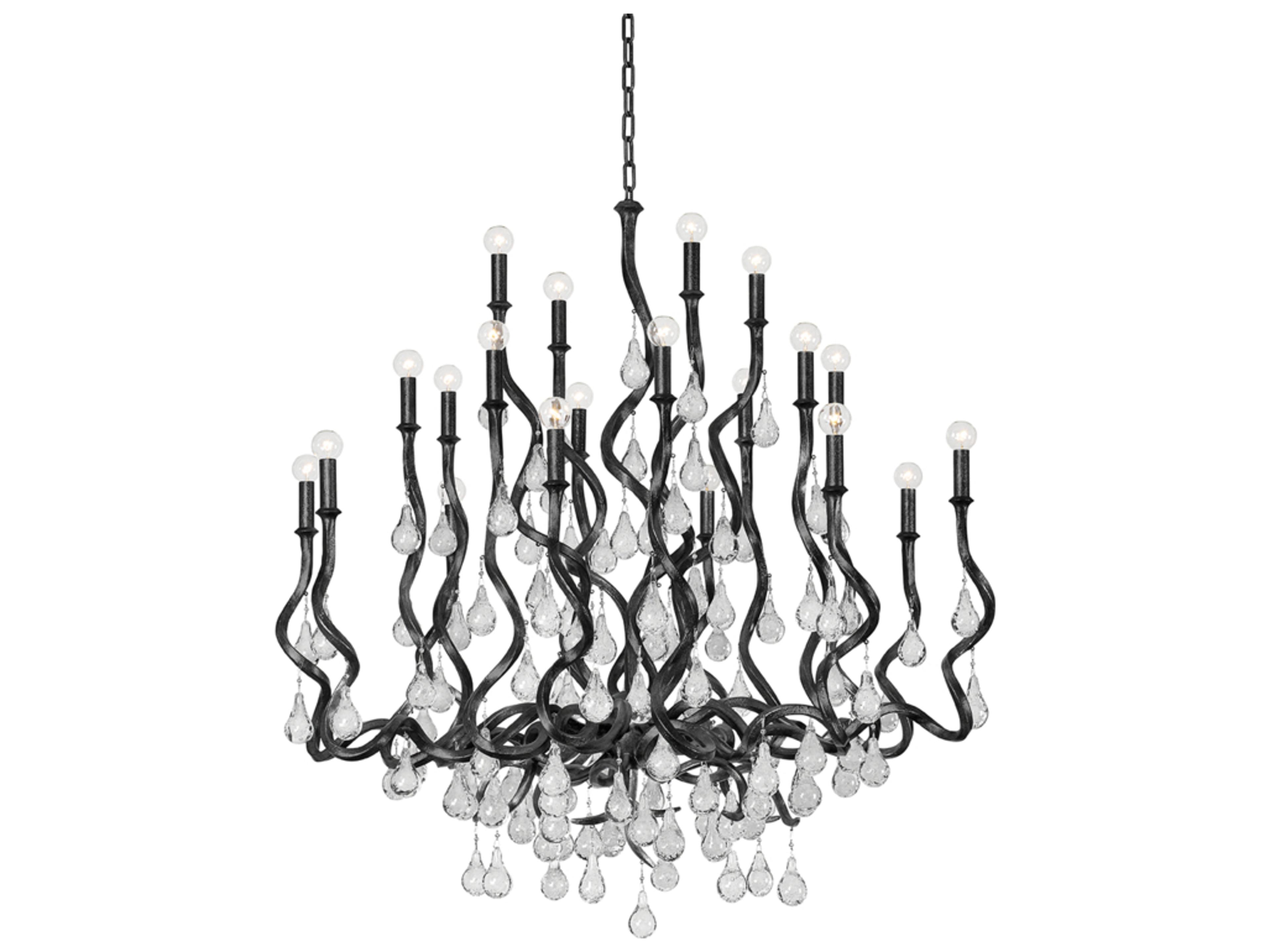 Corbett Lighting Aveline 20-Light Black Silver Leaf Crystal Chandelier