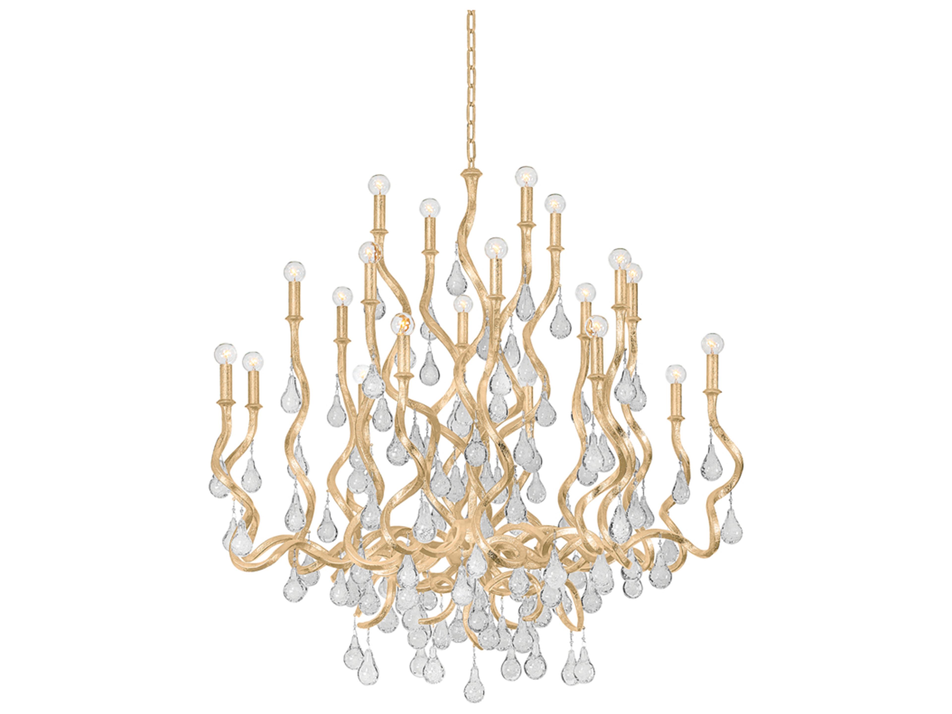 Corbett Lighting Aveline 20-Light Gold Leaf Crystal Chandelier