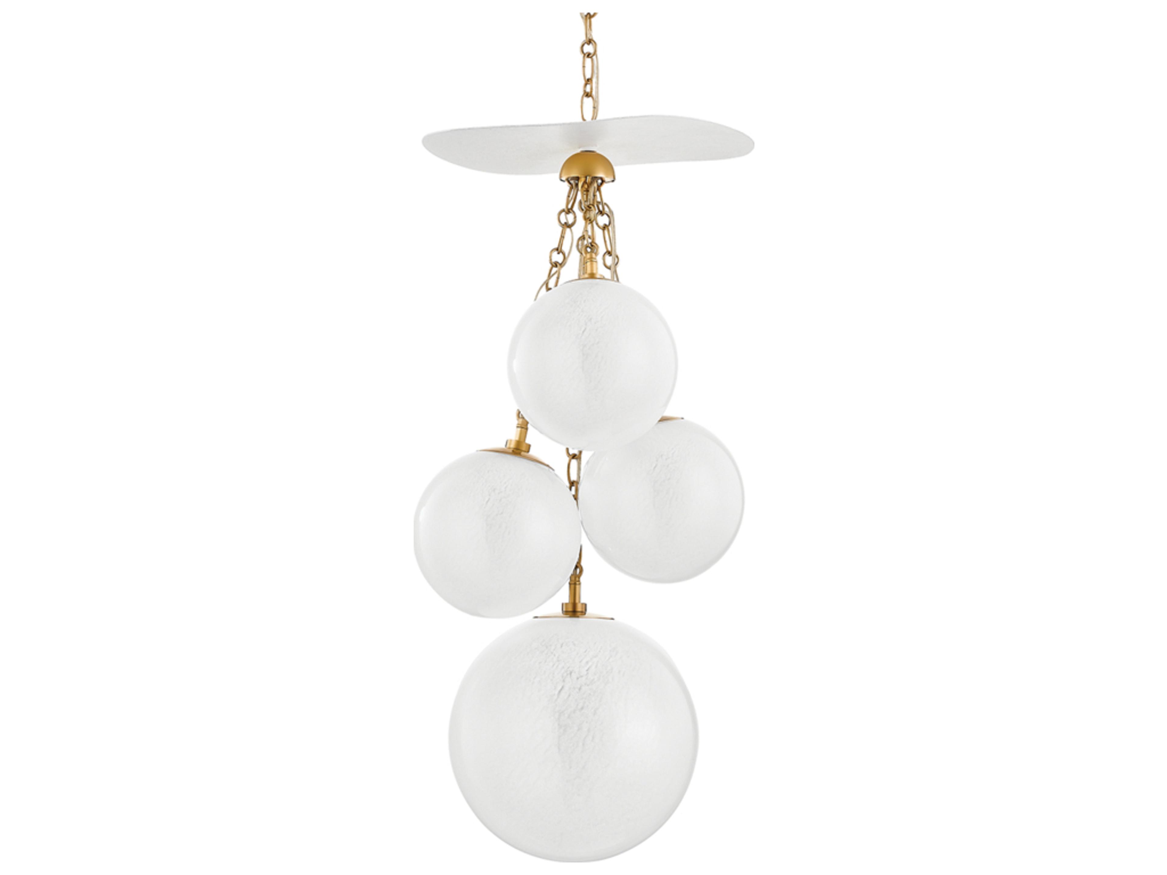 Corbett Lighting Antoinette 4-Light Vintage Brass White Glass Globe Pendant