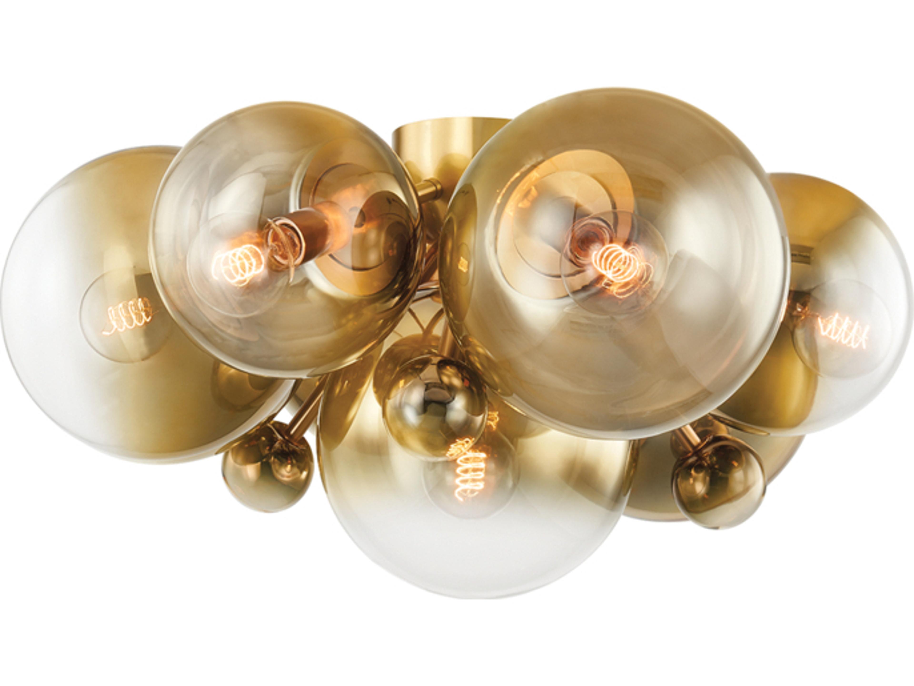 Corbett Lighting Kyoto 7-Light Vintage Polished Brass Glass Globe Sputnik Flush Mount