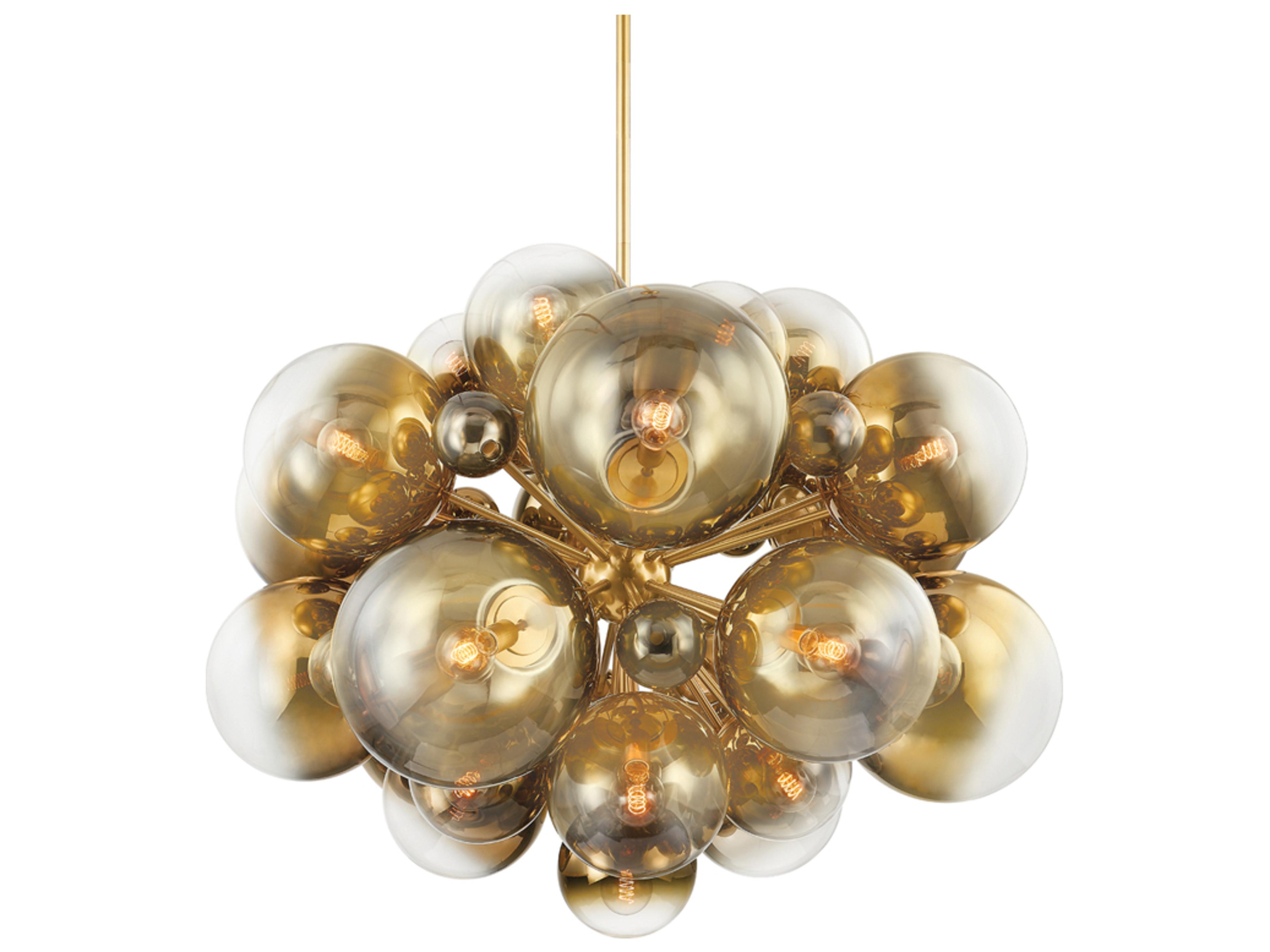 Corbett Lighting Kyoto 25-Light Vintage Polished Brass Glass Globe Sputnik Pendant