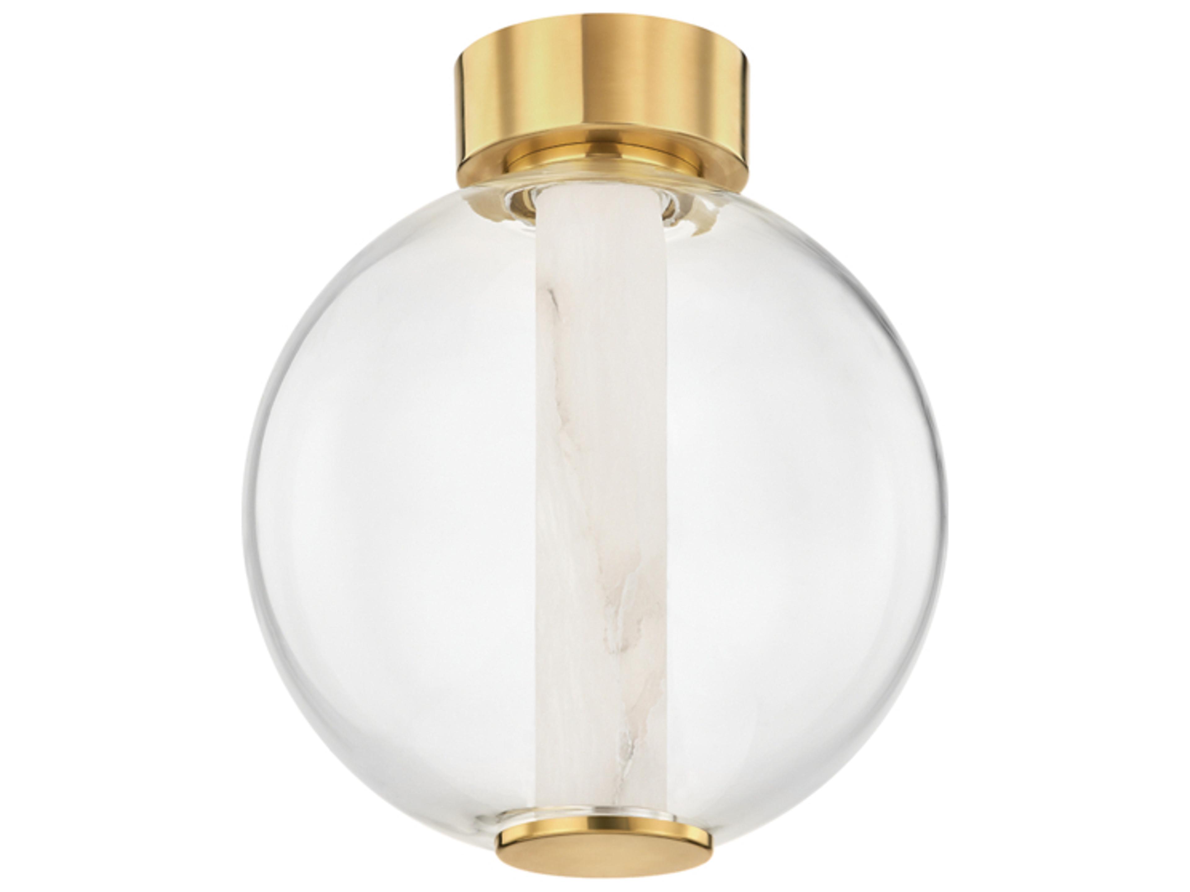 Corbett Lighting Pietra 1-Light Vintage Brass White Glass LED Globe Flush Mount