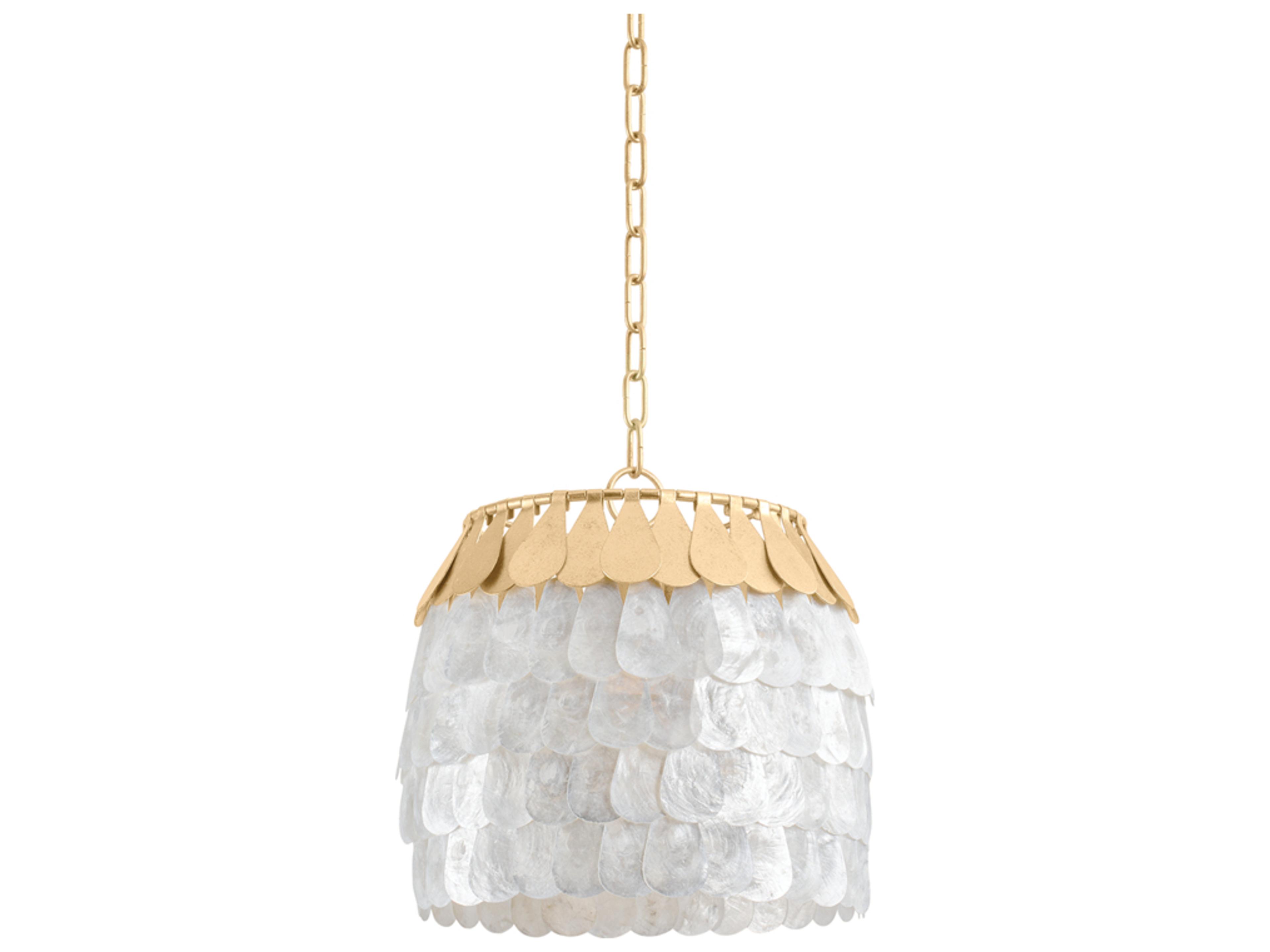 Corbett Lighting Coralie 1-Light Vintage Gold Leaf Round Pendant