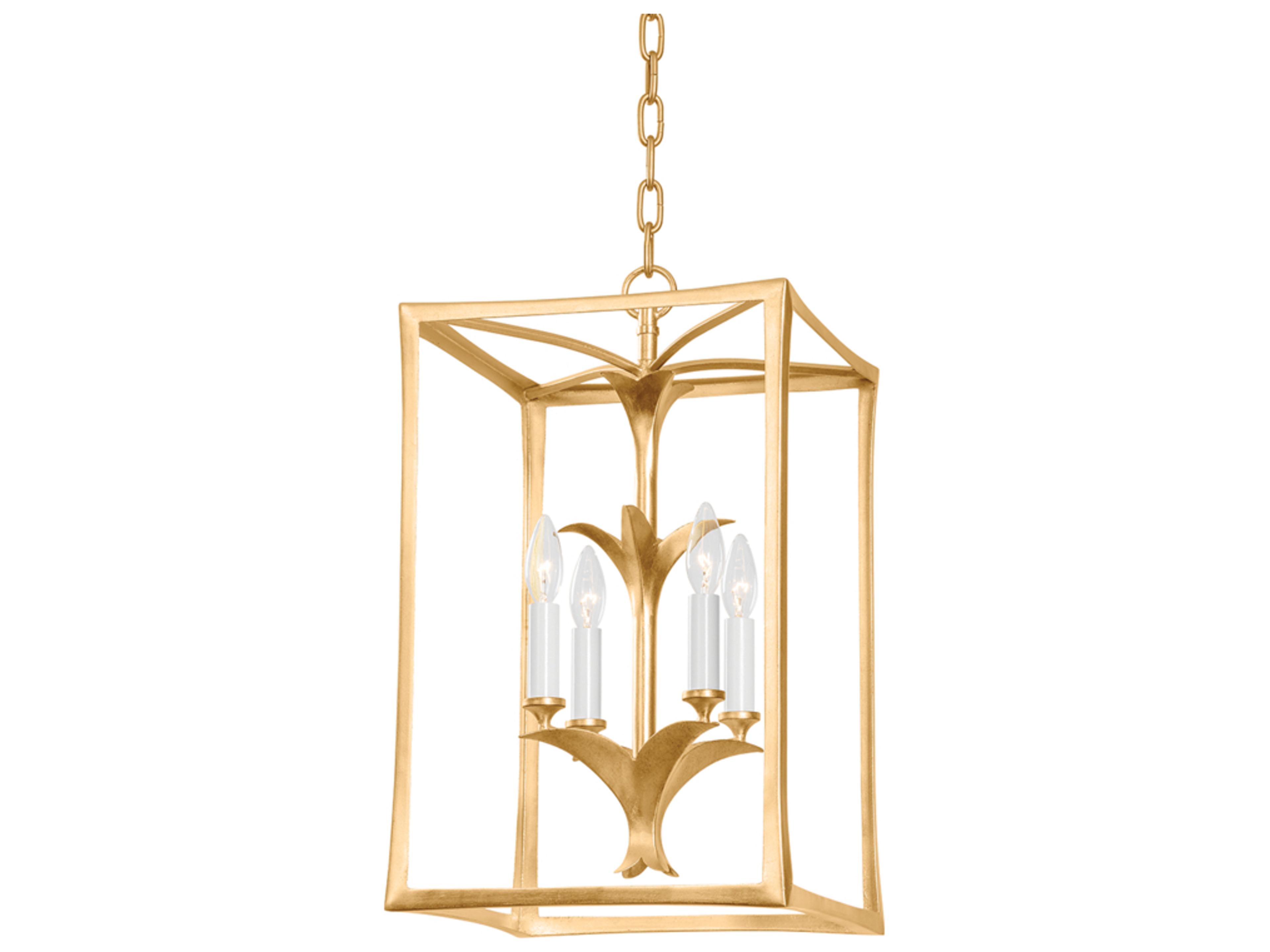 Corbett Lighting Bergamo 4-Light Vintage Gold Leaf Candelabra Lantern Chandelier