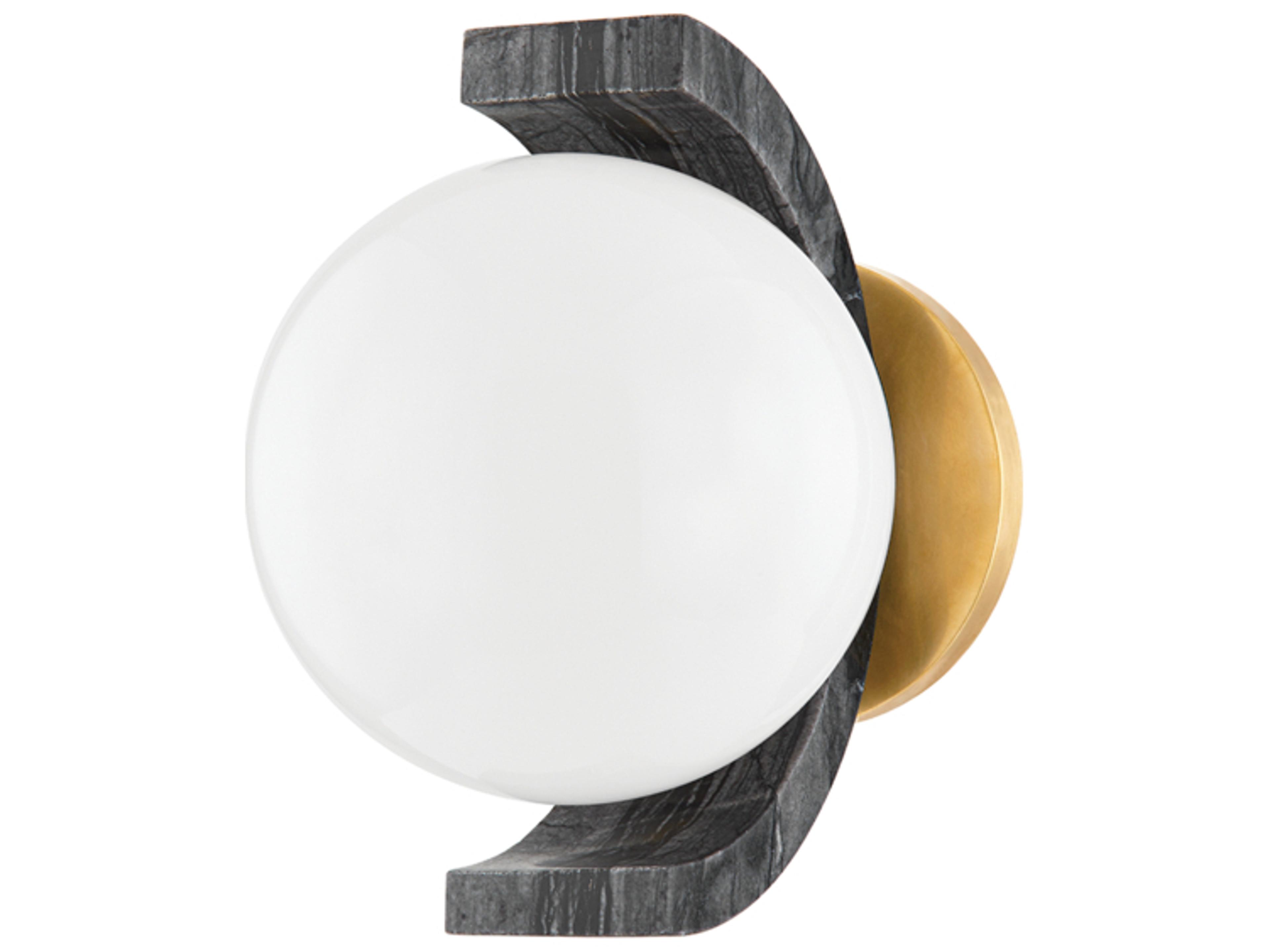 Corbett Lighting Zurich 1-Light Vintage Brass Black Glass Wall Sconce