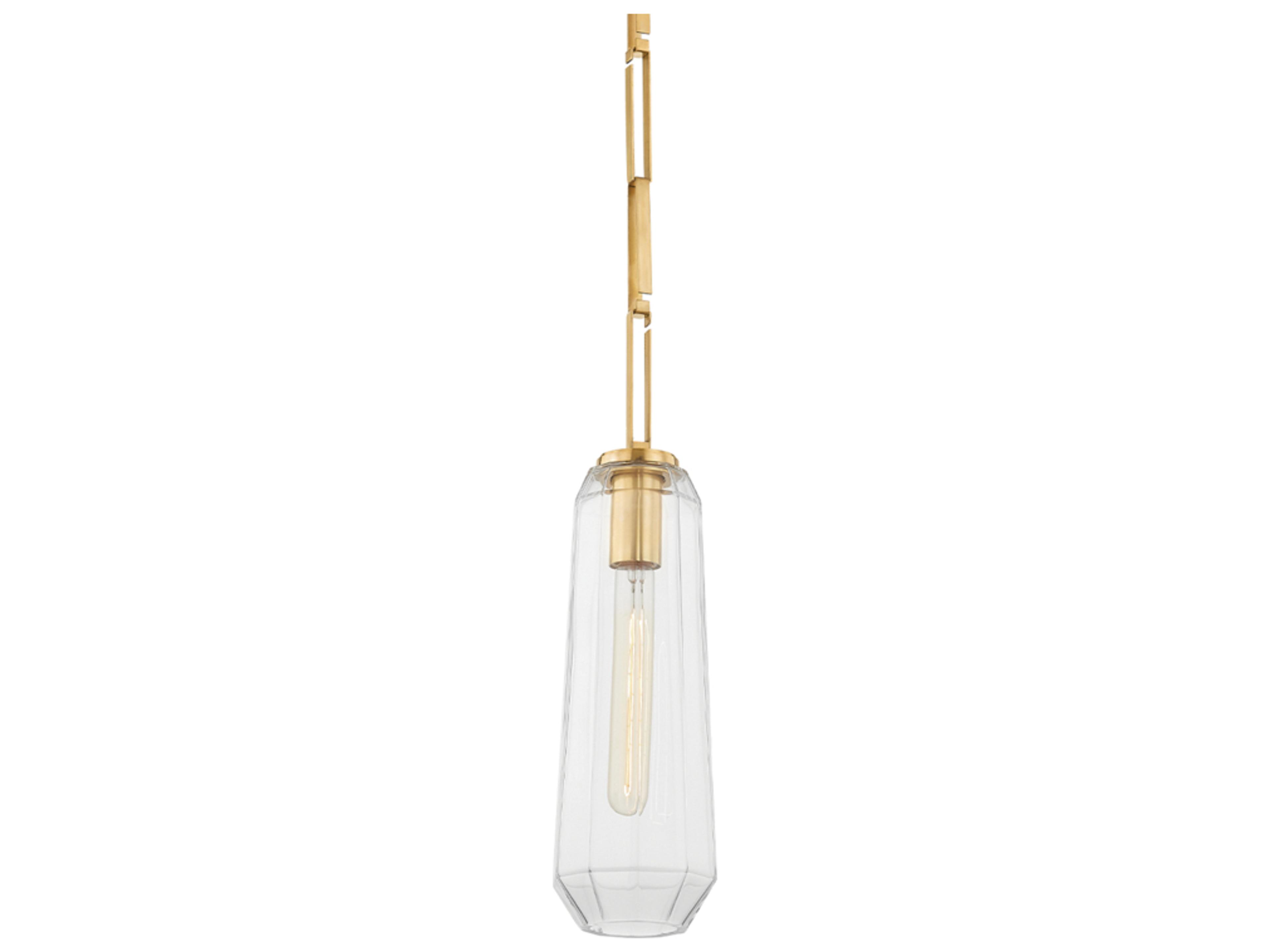 Corbett Lighting Copenhagen 1-Light Vintage Brass Glass Cylinder Mini Pendant