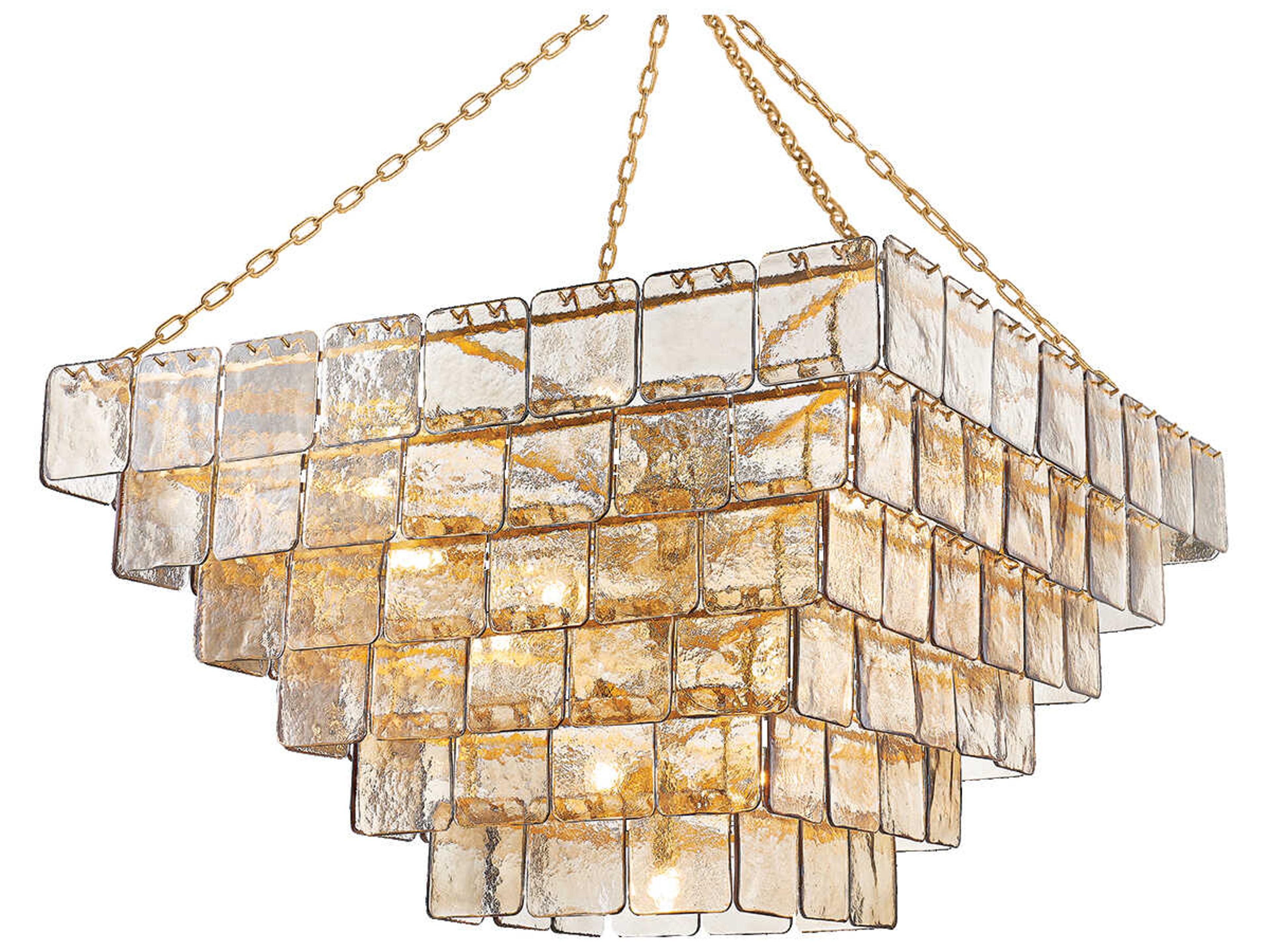 Corbett Lighting Regal 29-Light Vintage Gold Leaf Brass Tiered Chandelier