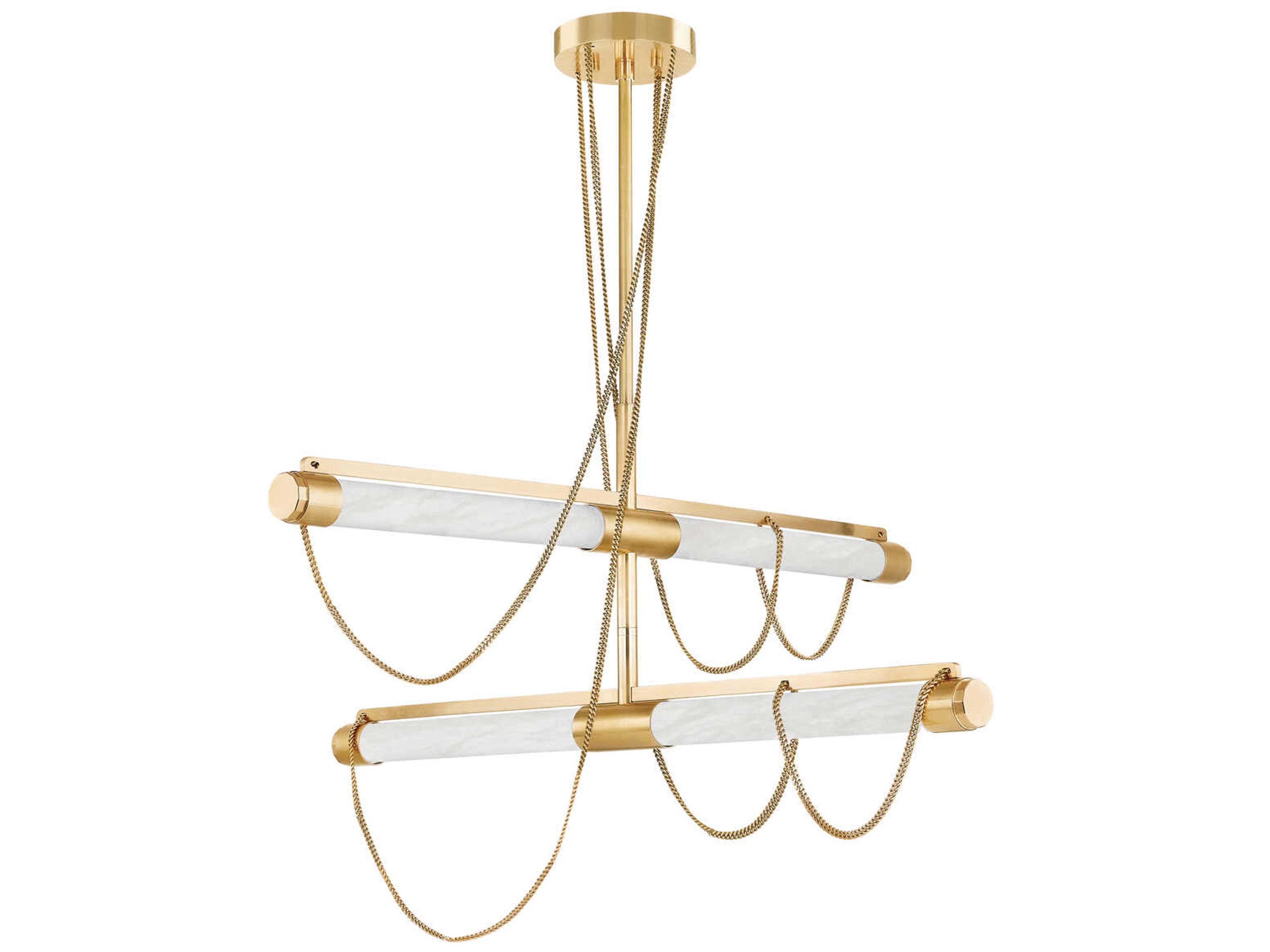 Corbett Lighting Lariat 4-Light Vintage Brass Linear Tiered Island Pendant