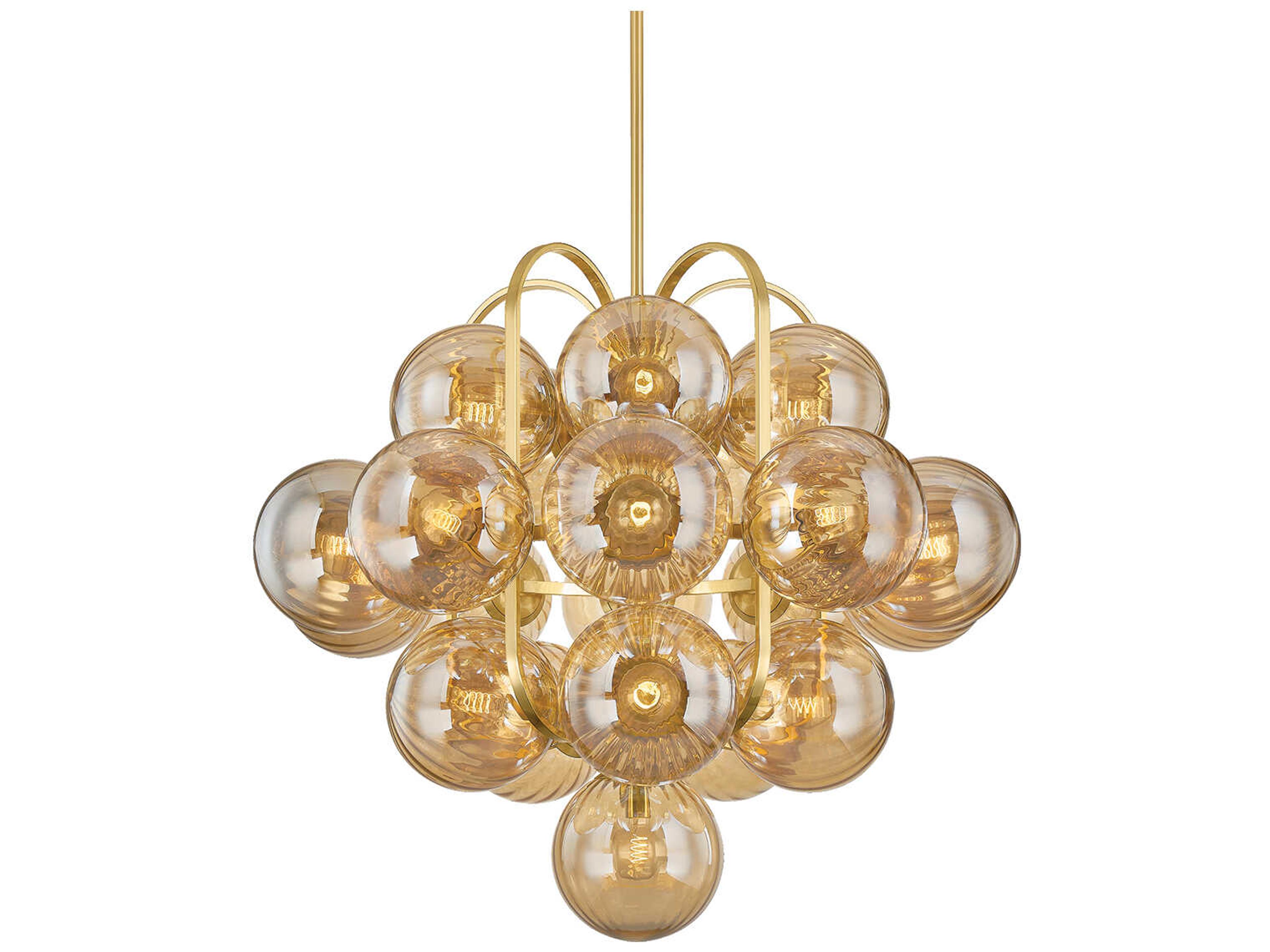 Corbett Lighting Cronus 21-Light Vintage Polished Brass Globe Chandelier