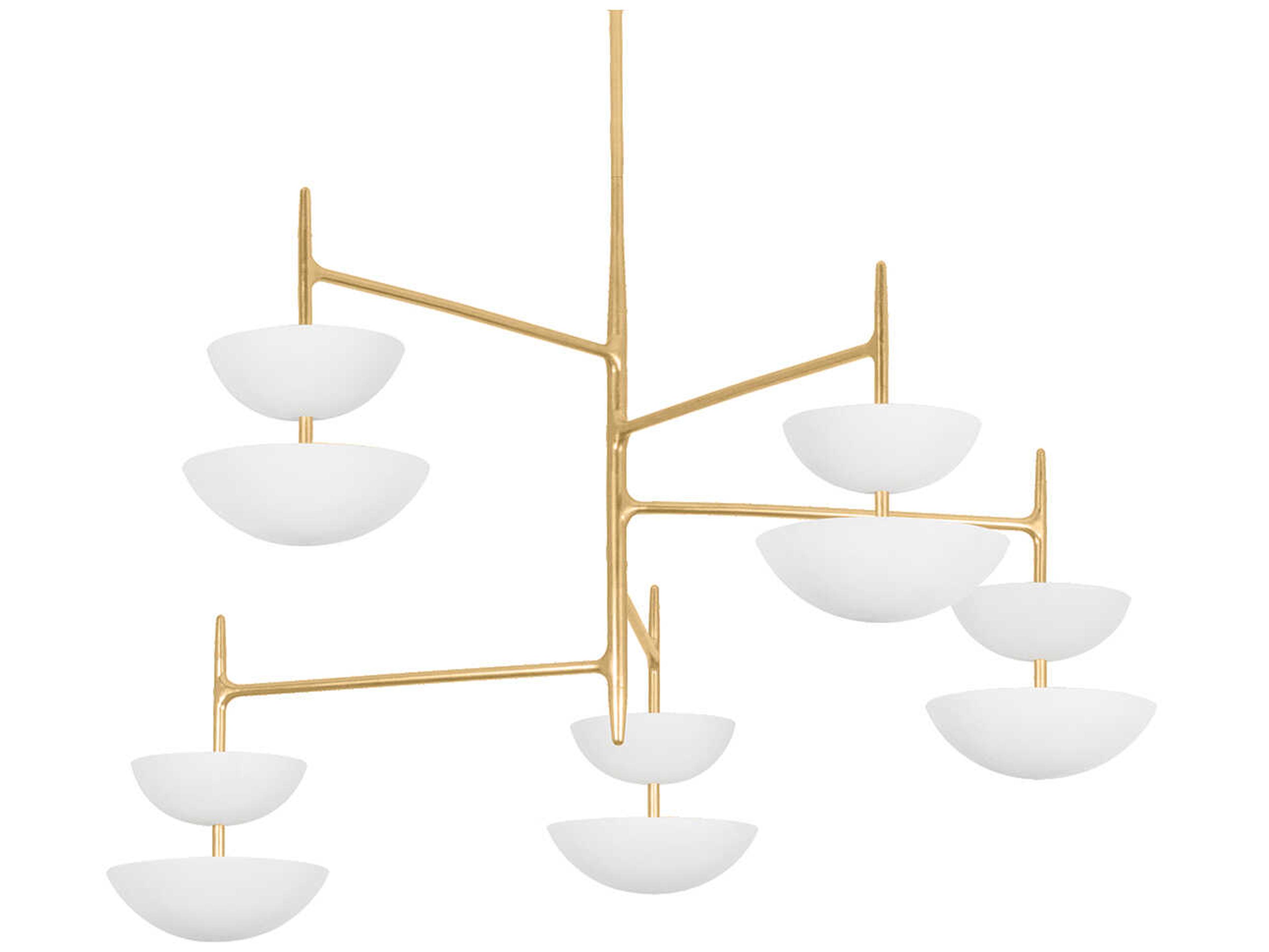 Corbett Lighting Evander 10-Light Vintage Gold Leaf Gesso White Bowl Chandelier