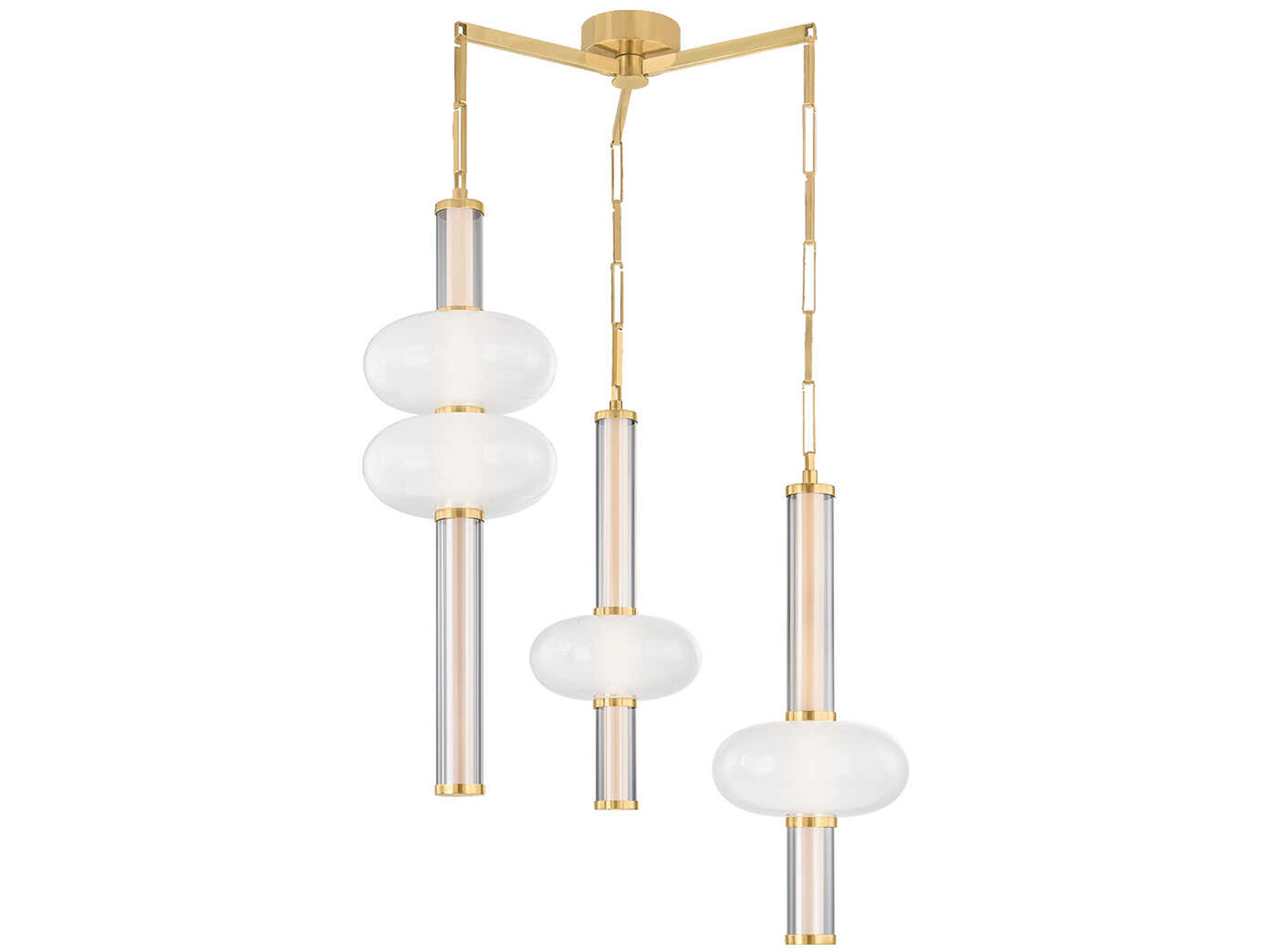 Corbett Lighting Corbin 3-Light Vintage Brass Cylinder Chandelier