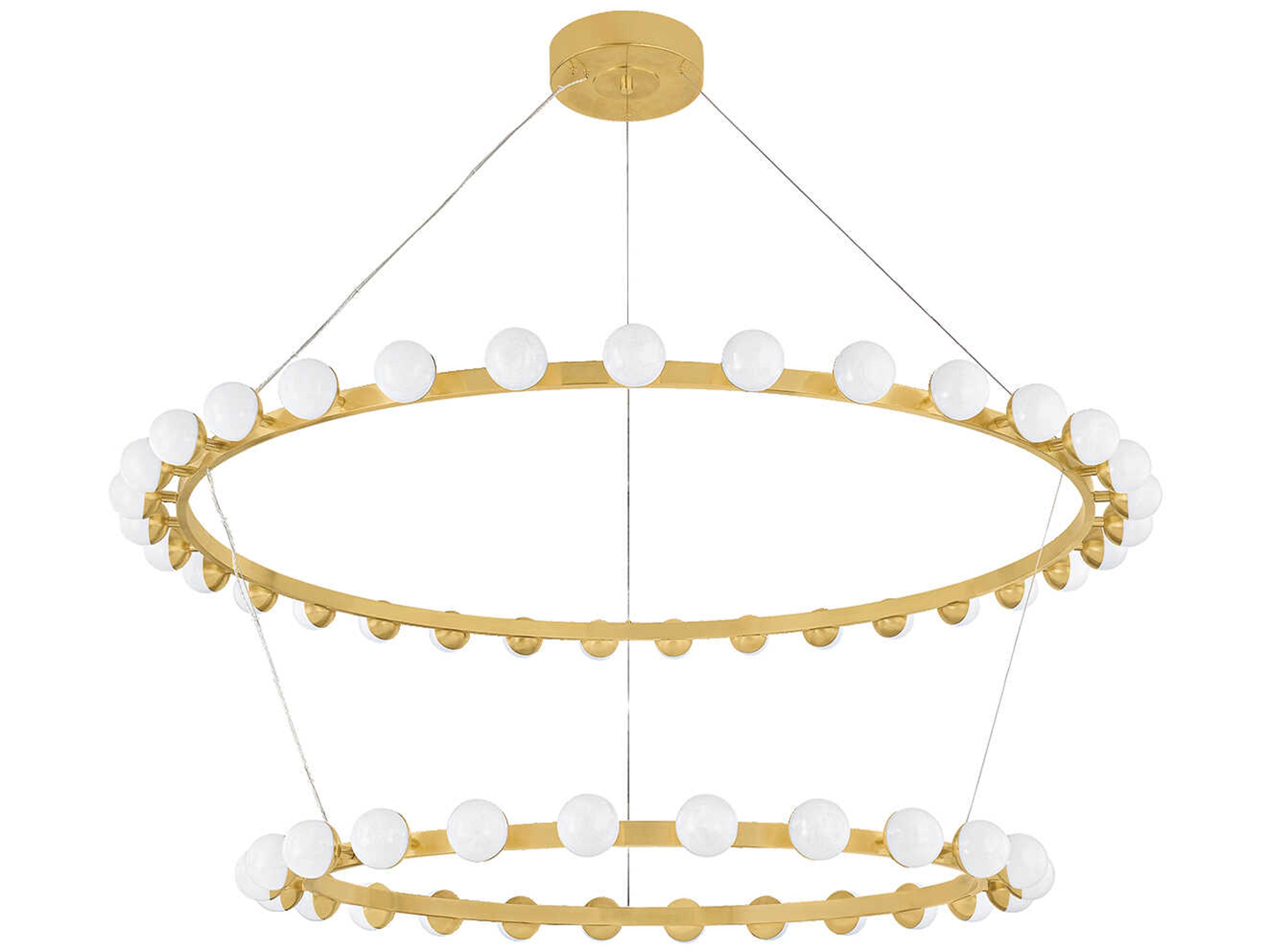 Linus 57-Light Vintage Brass Globe Tiered Chandelier