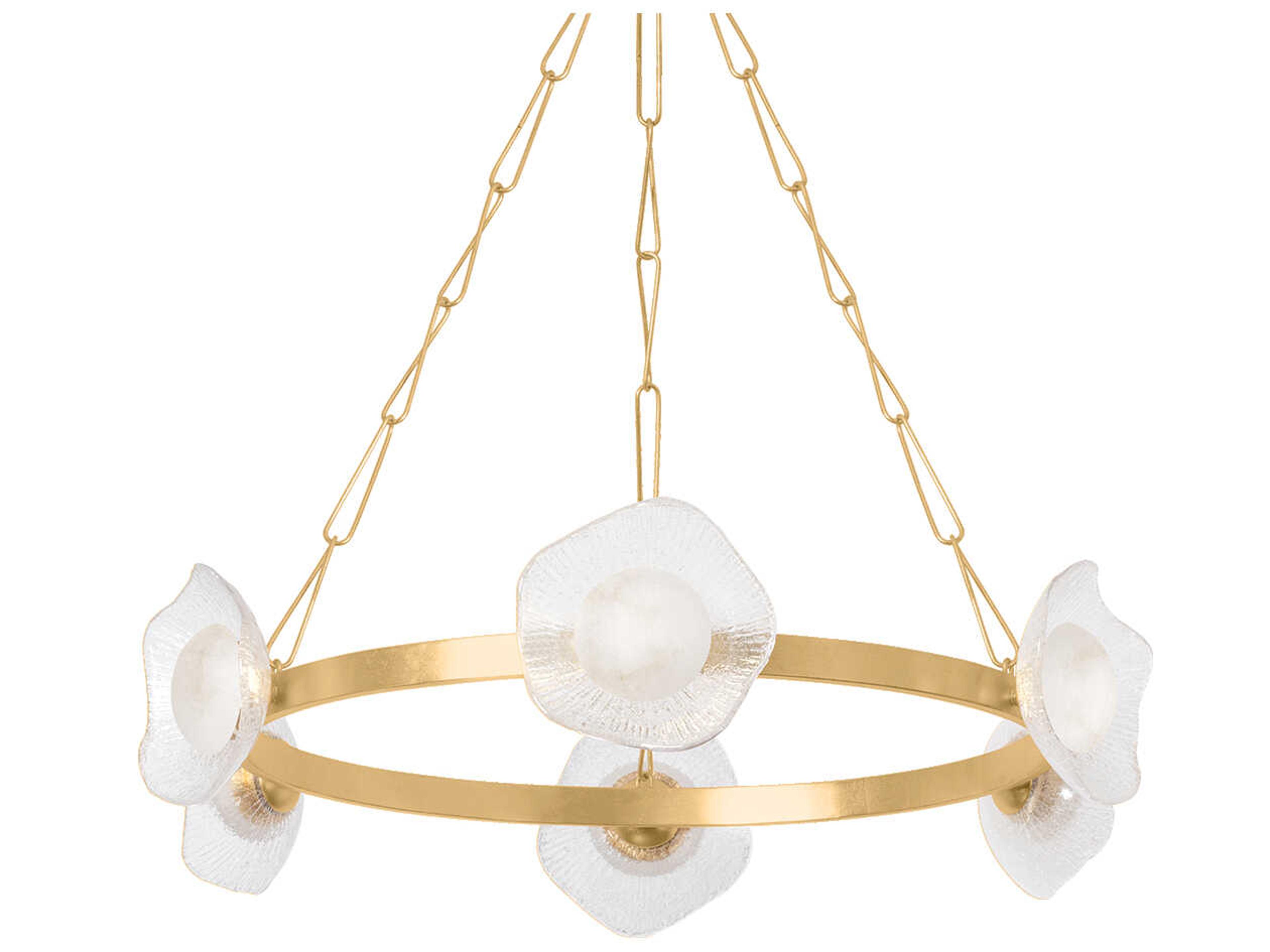 Almandine 6-Light Vintage Gold Leaf Round Chandelier