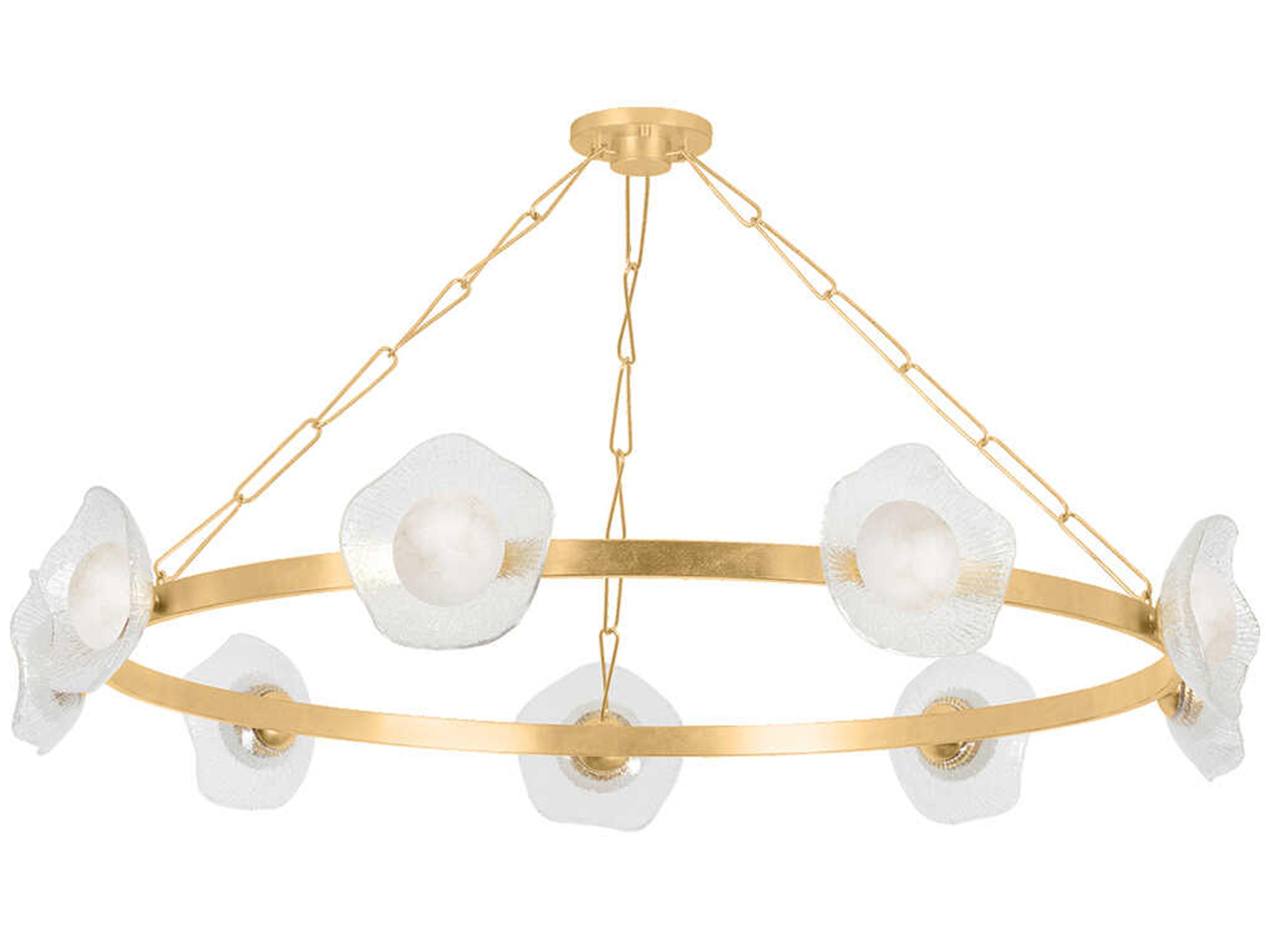 Corbett Lighting Almandine 9-Light Vintage Gold Leaf Round Chandelier