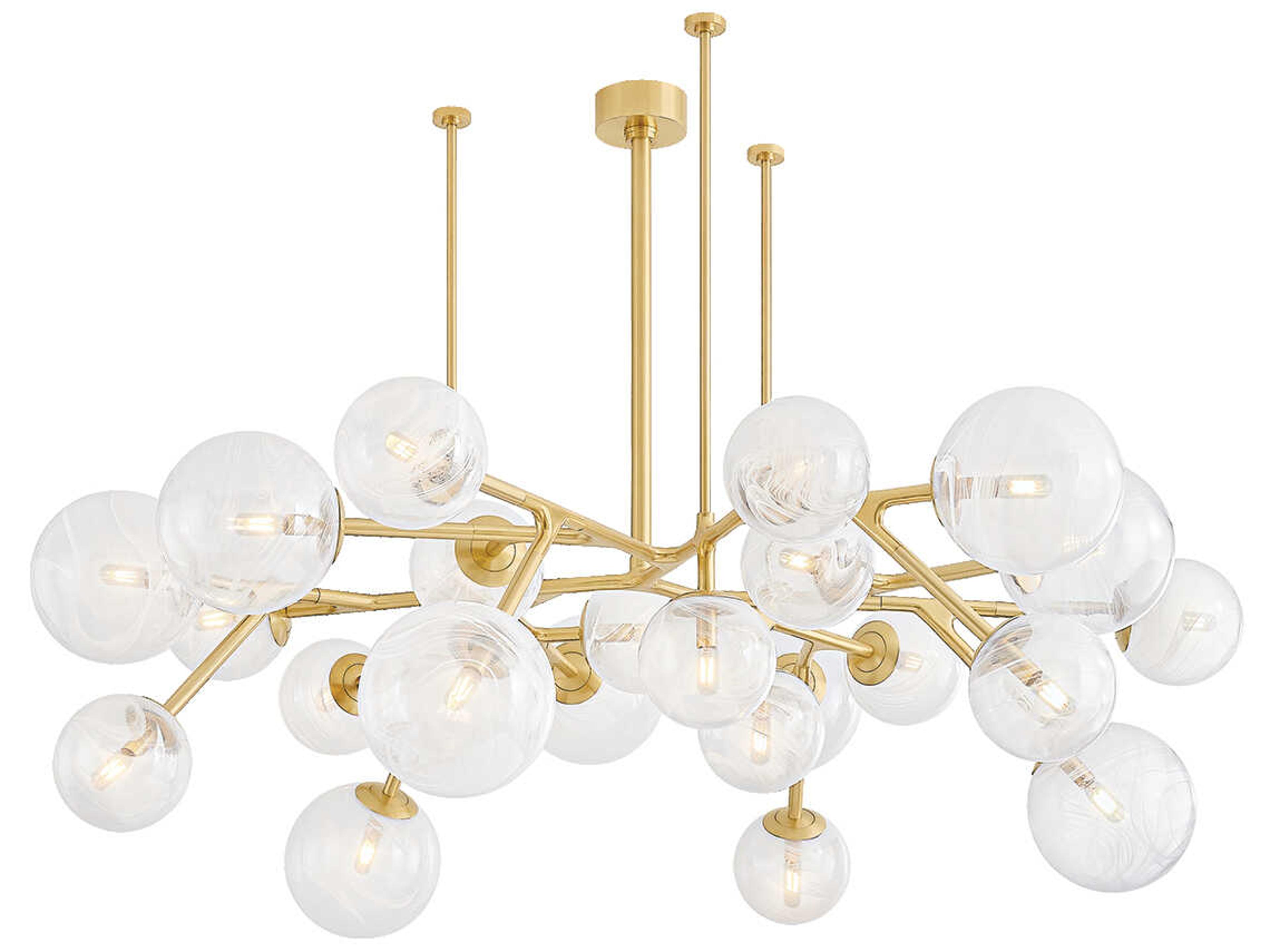 Glasgow 24-Light Vintage Polished Brass Globe Chandelier