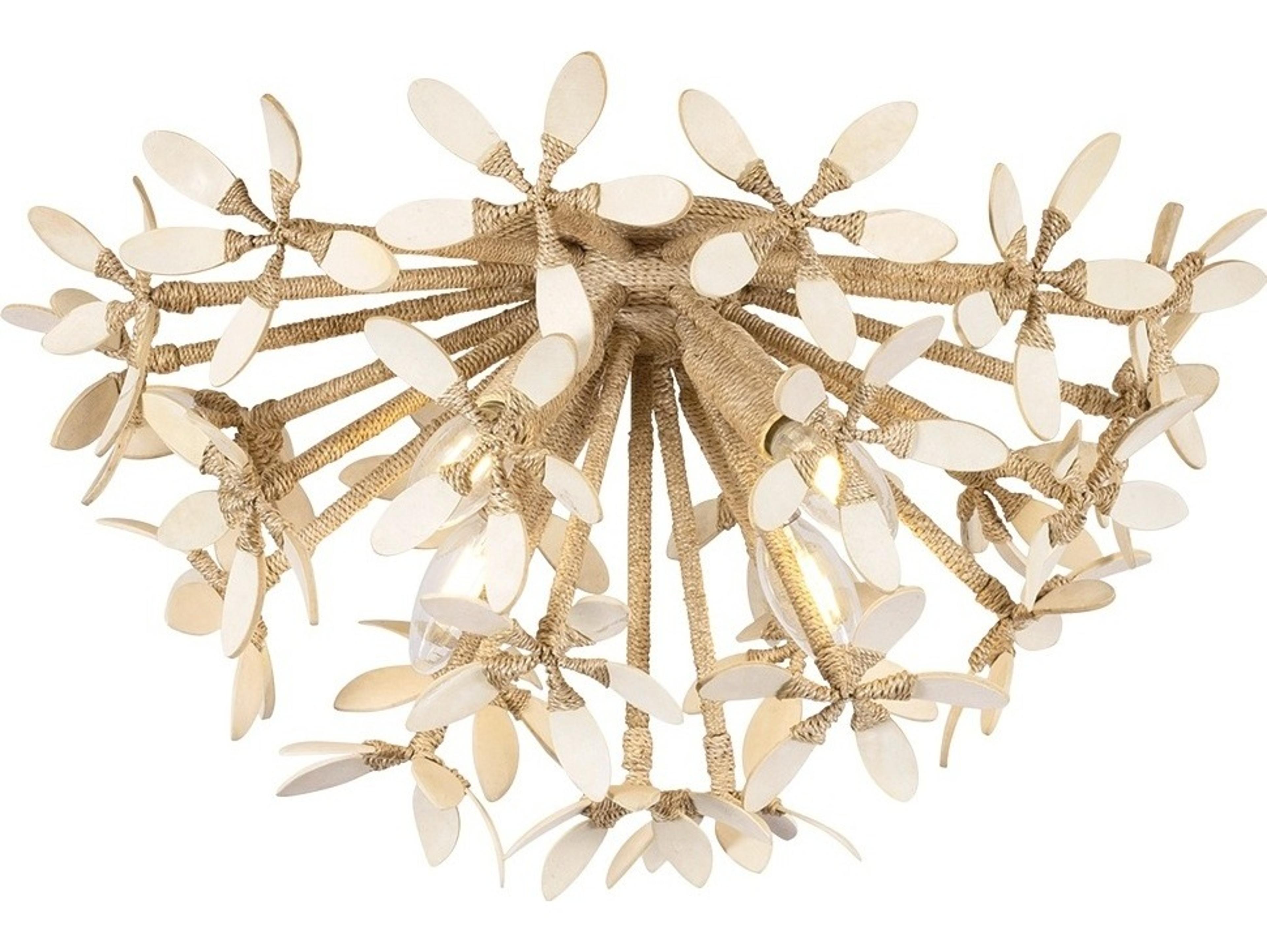 Corbett Lighting Corfu 4-Light Ivory Coco White Sputnik Semi Flush Mount