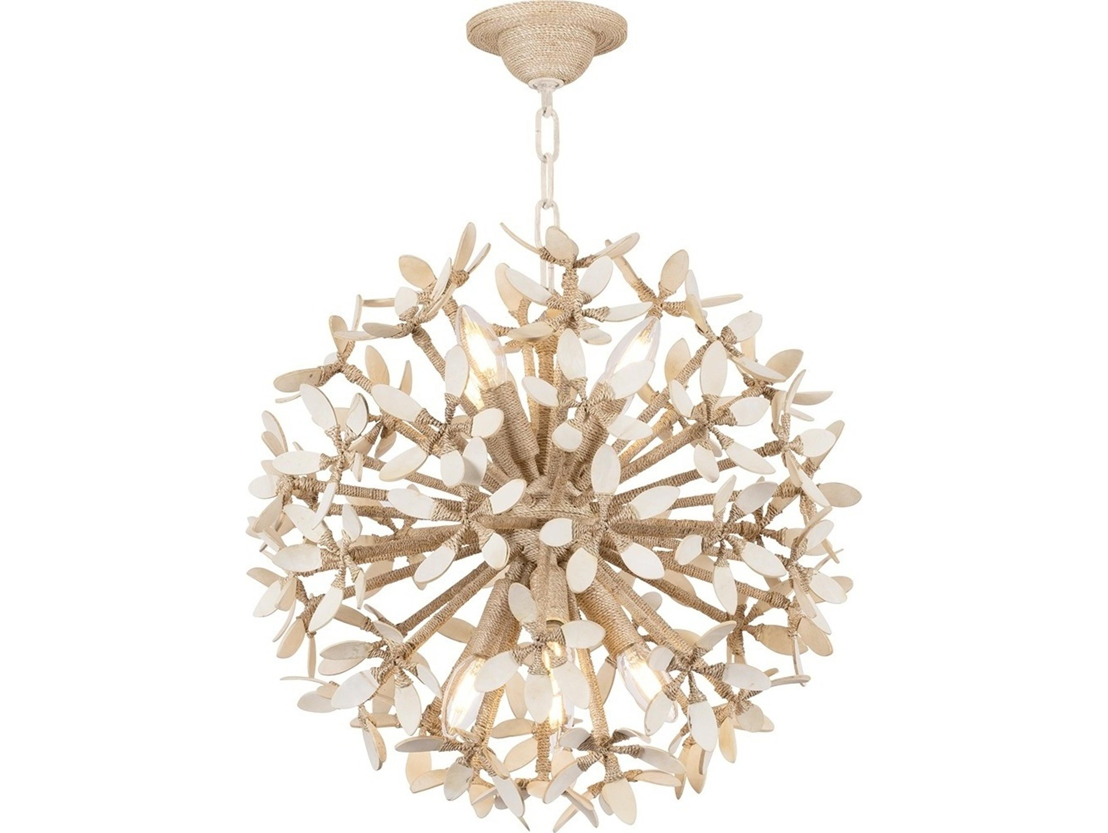 Corbett Lighting Corfu 8-Light Ivory Coco Off White Globe Sputnik Chandelier