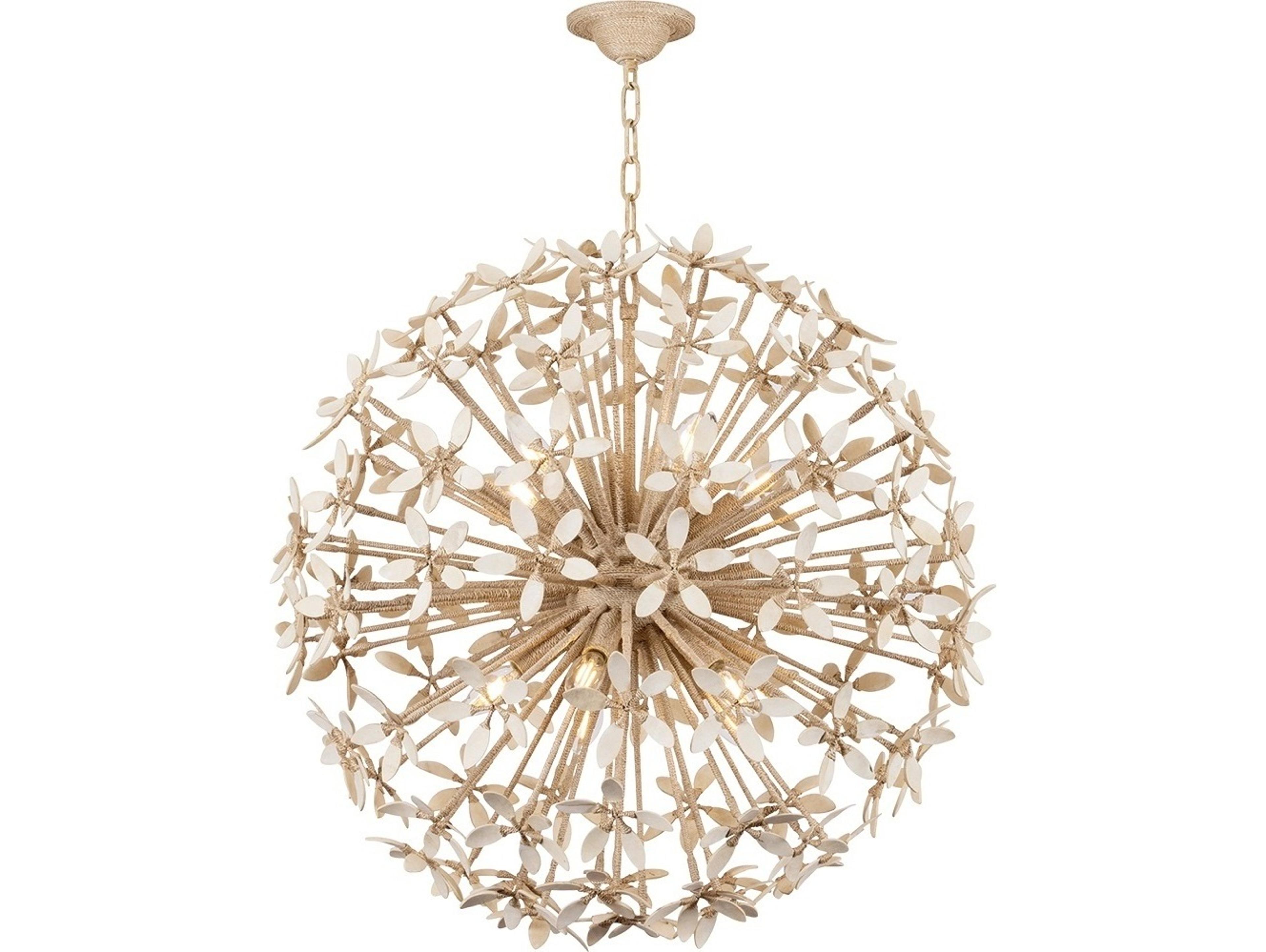 Corbett Lighting Corfu 10-Light Ivory Coco Off White Globe Sputnik Chandelier