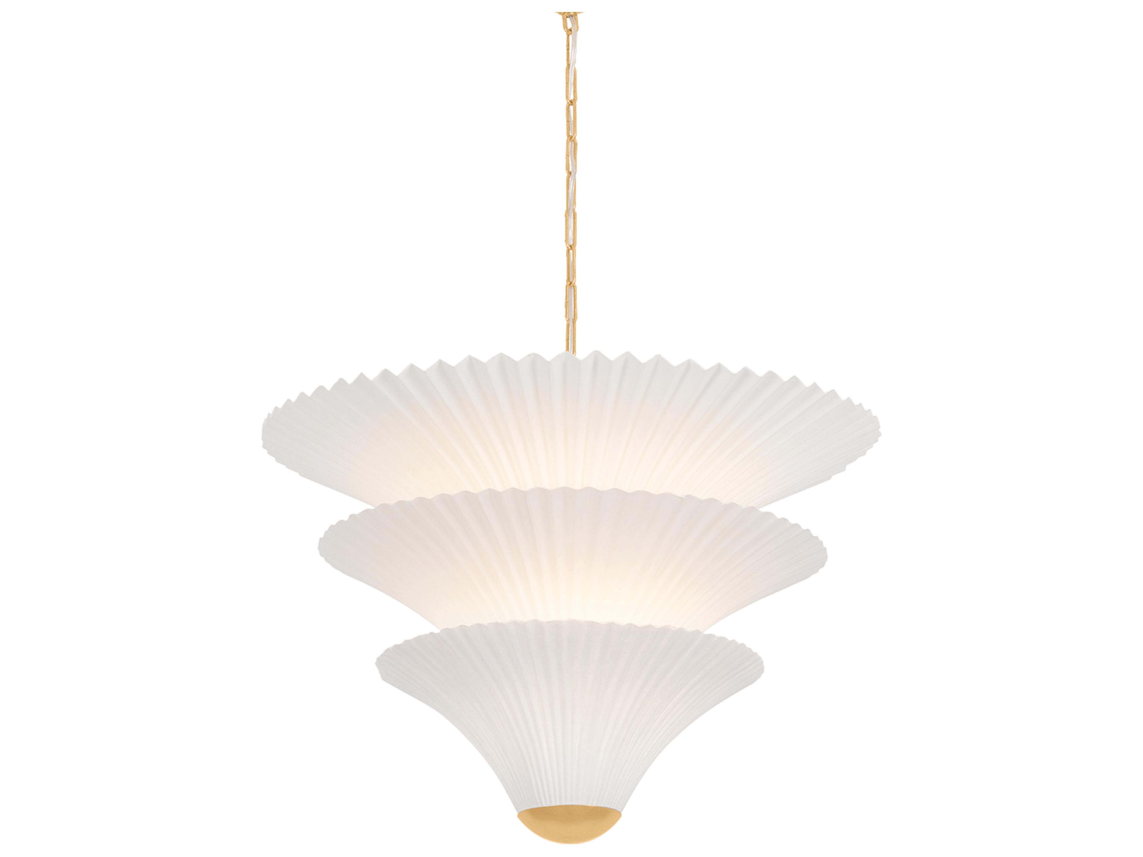 Corbett Lighting Belluno 2-Light Vintage Gold Leaf White Tiered Pendant