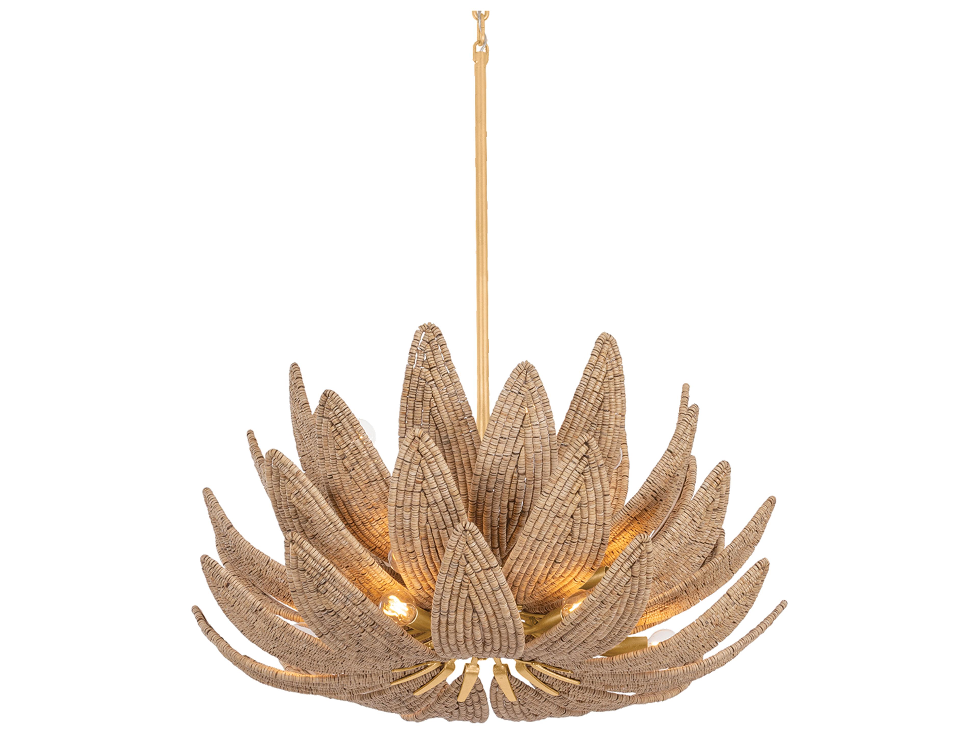 Corbett Lighting Varanasi 14-Light Vintage Gold Leaf Brown Bowl Pendant