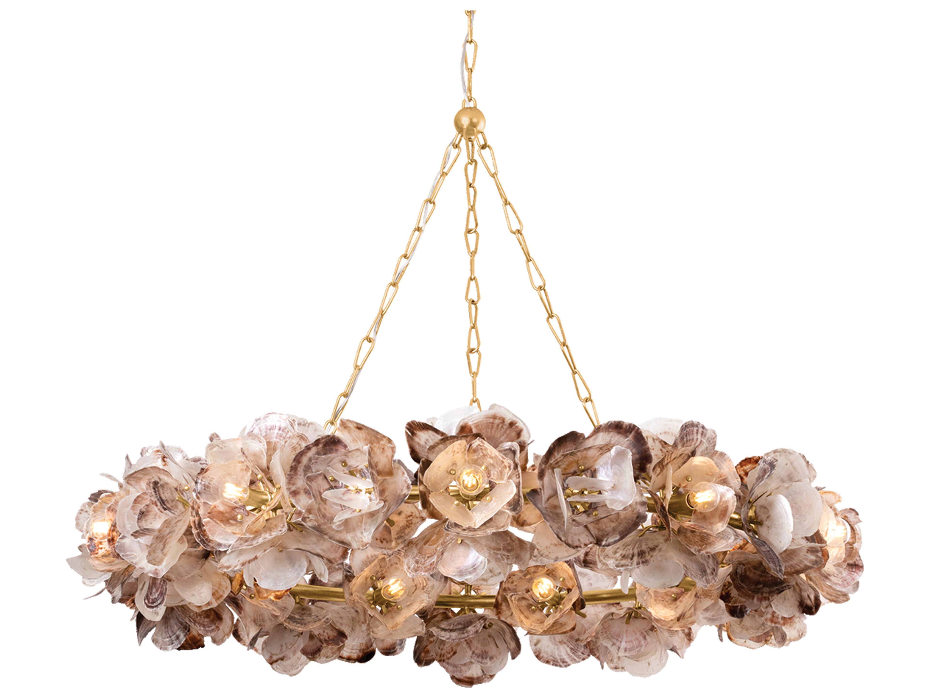 Corbett Lighting Galle 20-Light Vintage Gold Leaf Brown Round Pendant