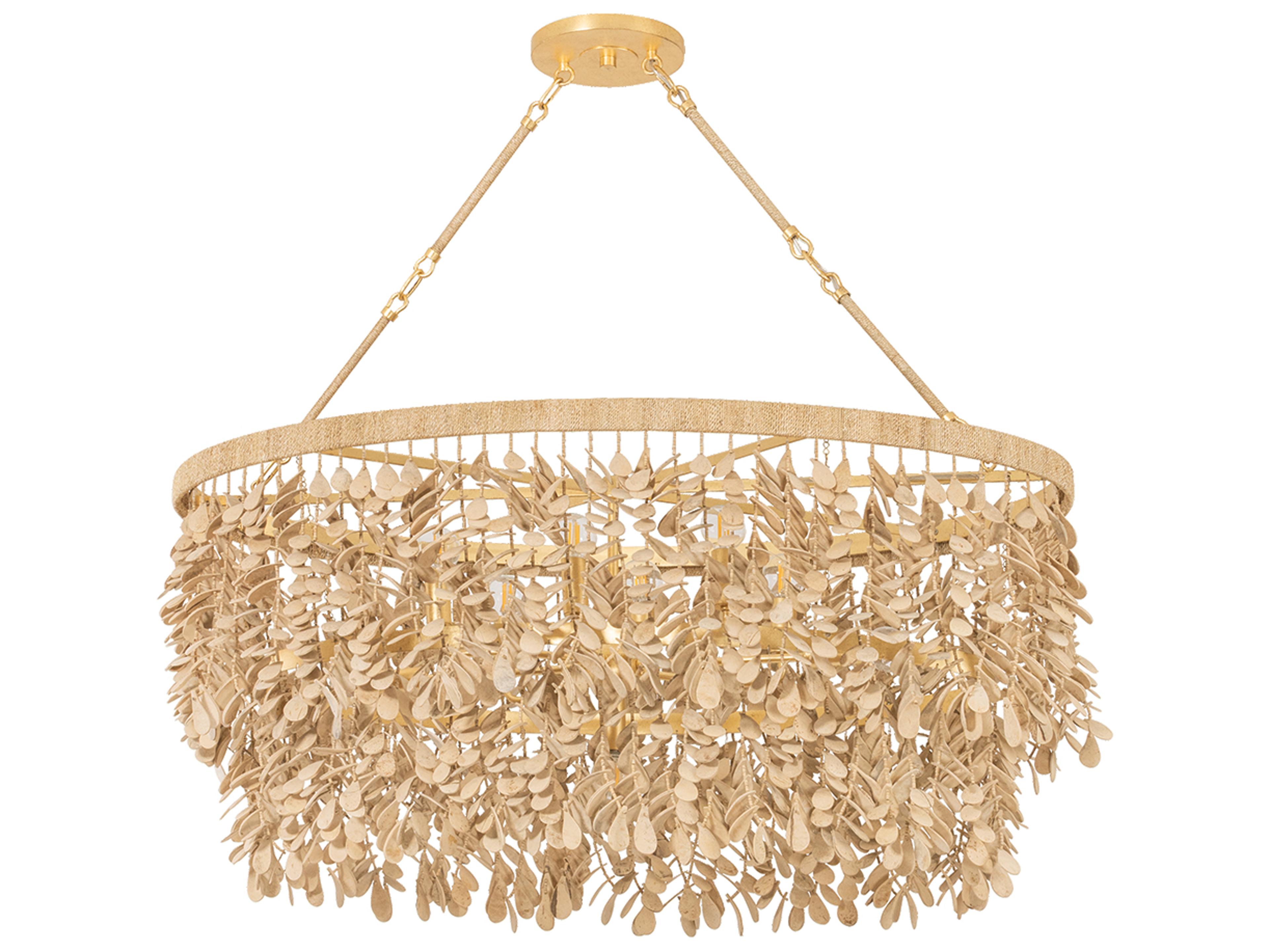 Corbett Lighting Naxos 9-Light Vintage Gold Leaf Linear Island Pendant