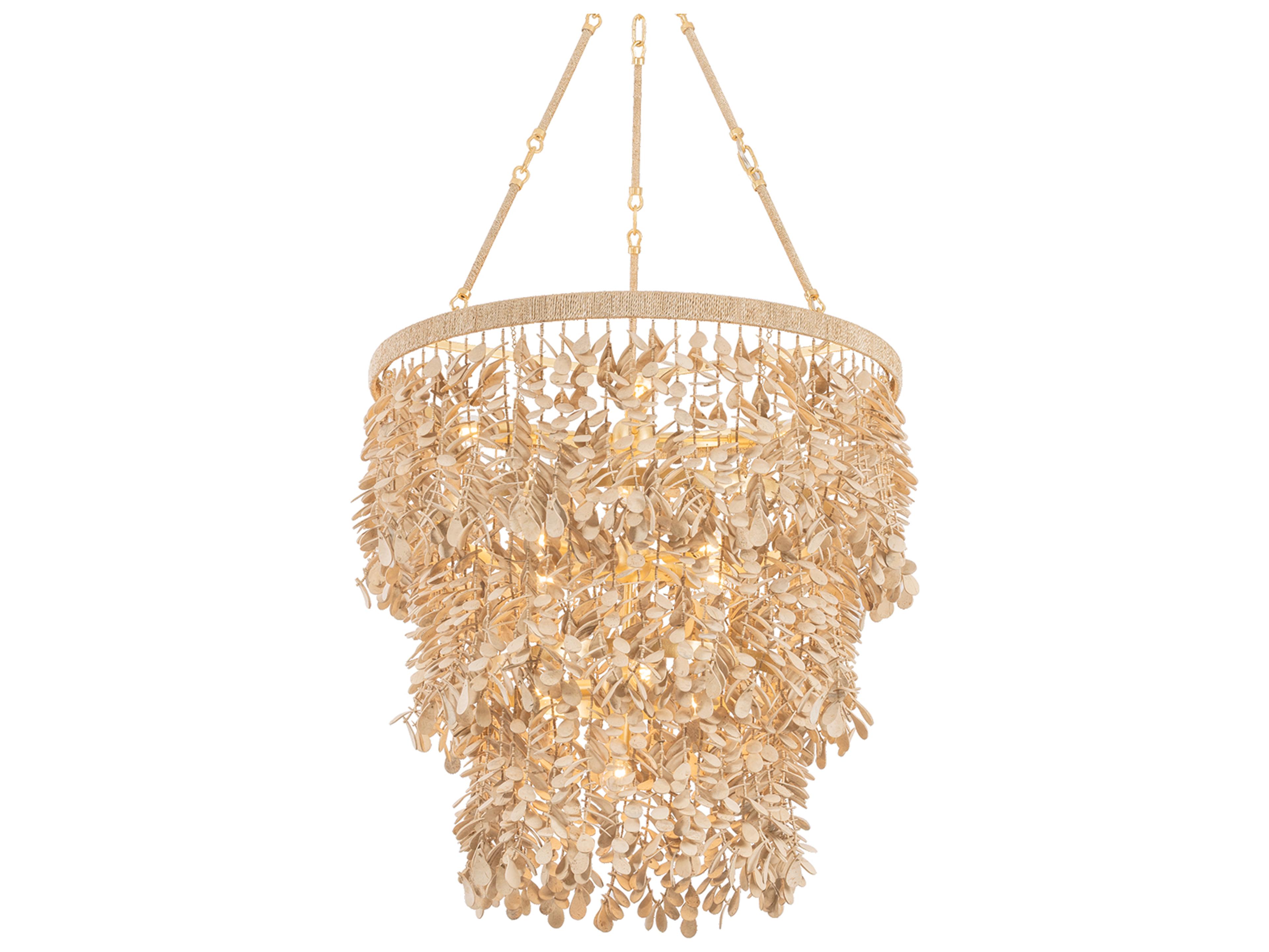 Naxos 12-Light Vintage Gold Leaf Tiered Pendant
