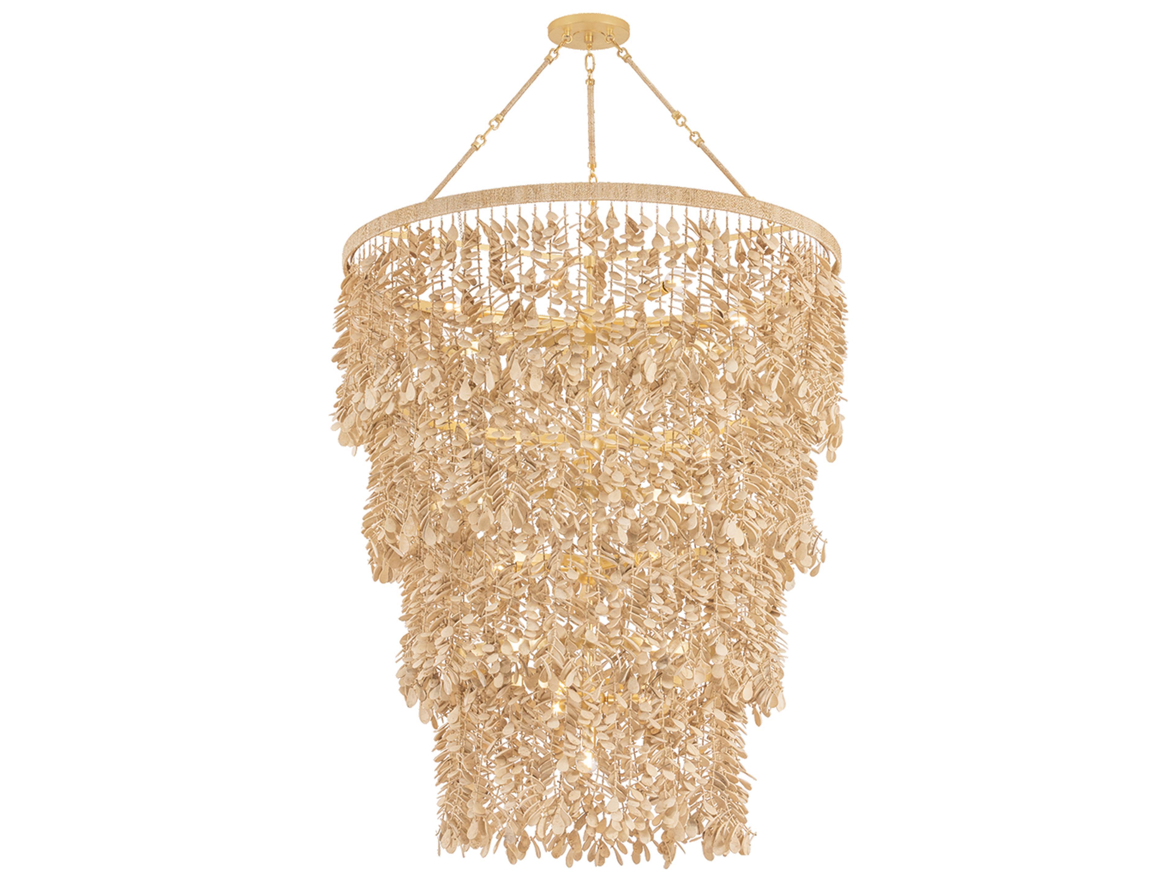 Naxos 18-Light Vintage Gold Leaf Tiered Pendant