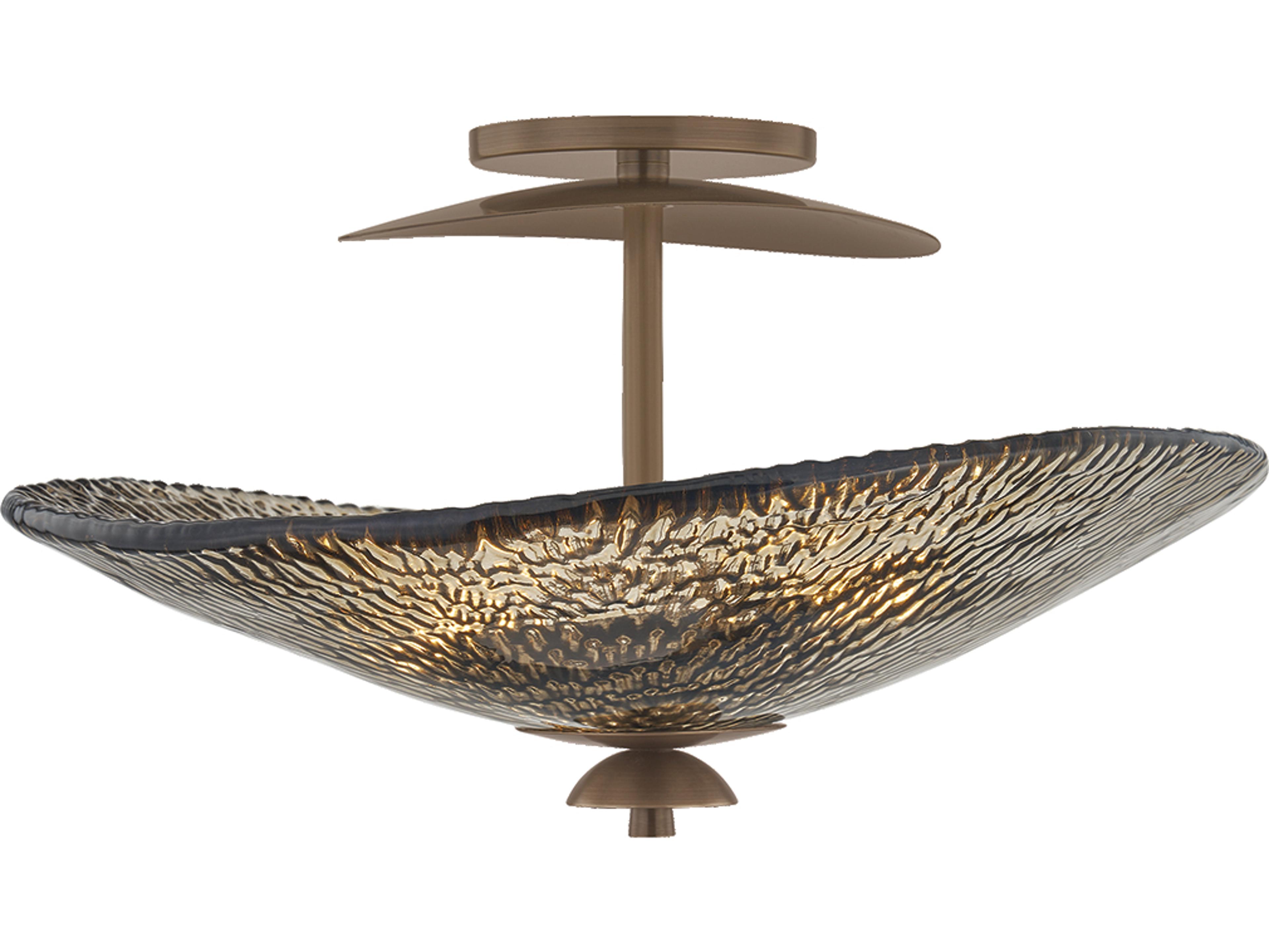 Corbett Lighting Alba 3-Light Old World Brass Bronze Semi Flush Mount