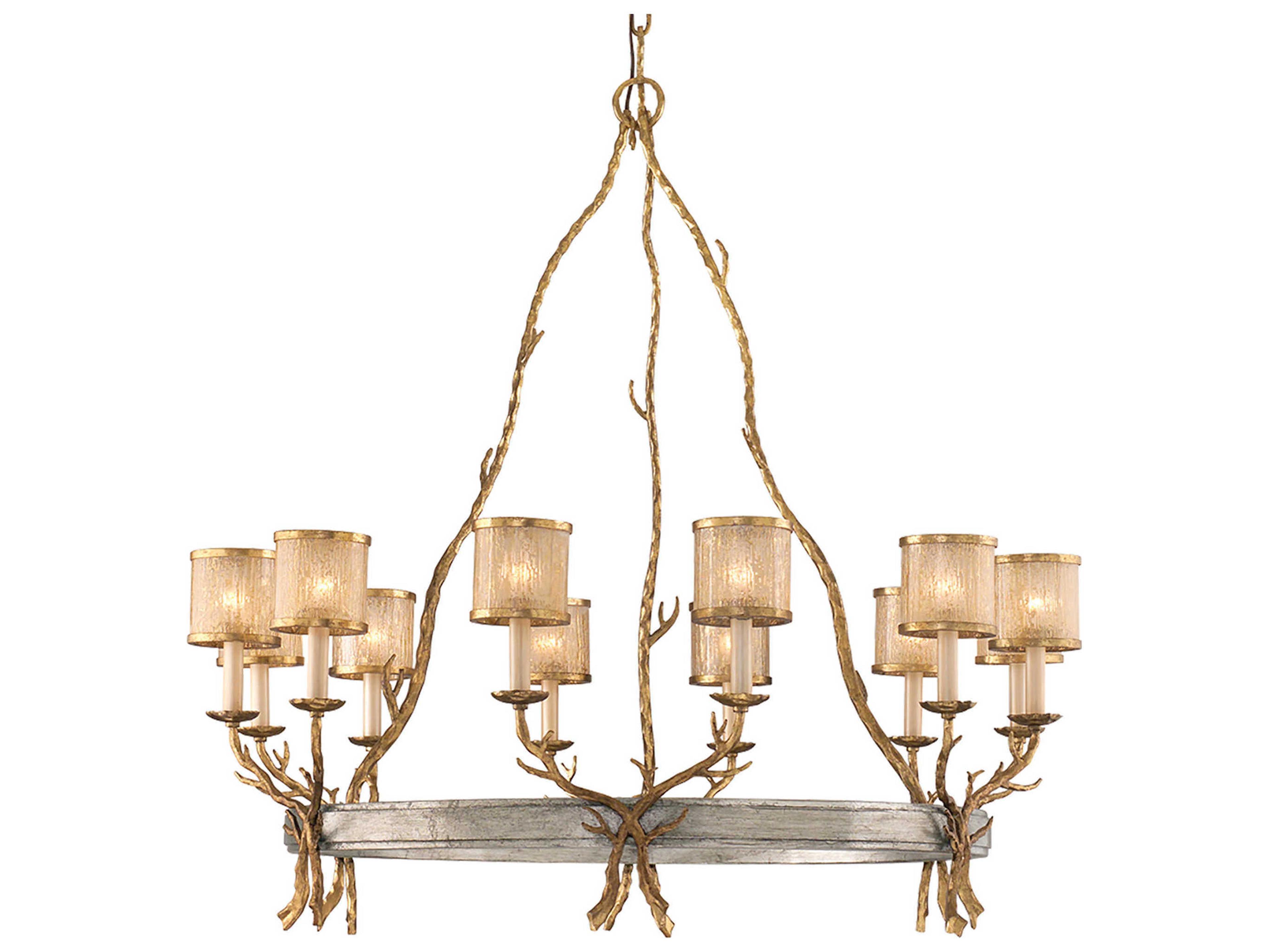 Corbett Lighting Parc Royale 12-Light Gold Silver Leaf Glass Drum Chandelier